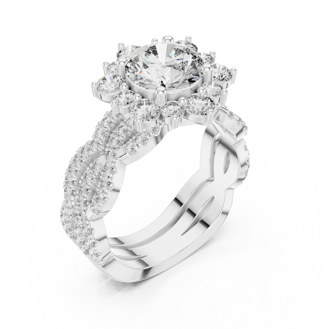 EF VS/SI Lab-Created Certified Diamond Bridal Set Ring – in 14K Rose Gold | Women's Engagement or Wedding