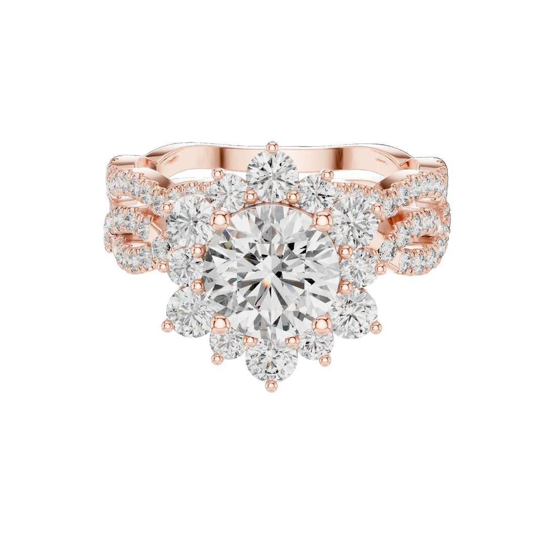 EF VS/SI Lab-Created Certified Diamond Bridal Set Ring – in 14K Rose Gold | Women's Engagement or Wedding