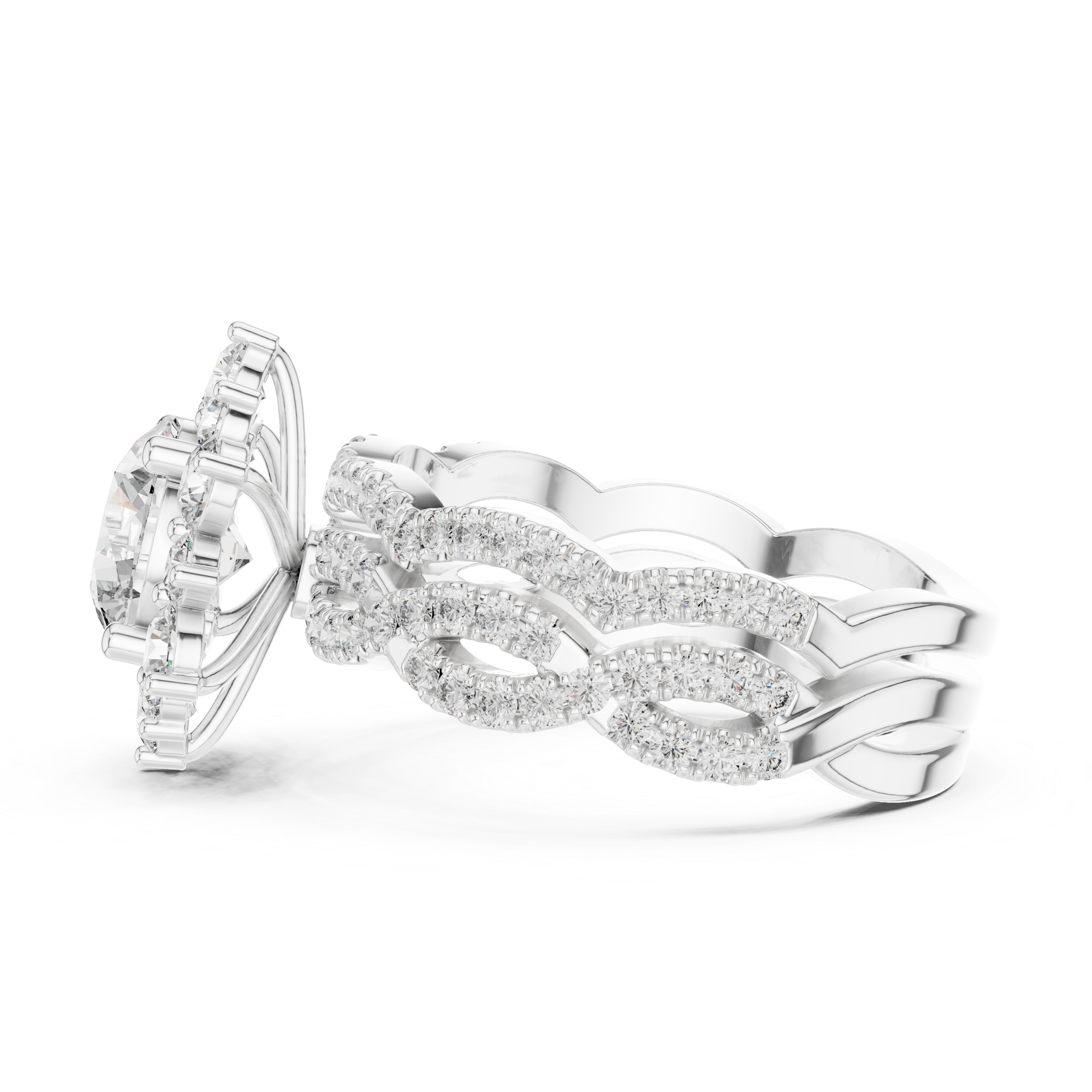 EF VS/SI Lab-Created Certified Diamond Bridal Set Ring – in 14K Rose Gold | Women's Engagement or Wedding