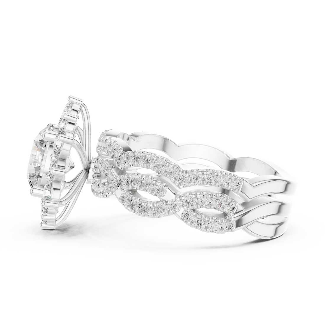 EF VS/SI Lab-Created Certified Diamond Bridal Set Ring – in 14K Rose Gold | Women's Engagement or Wedding