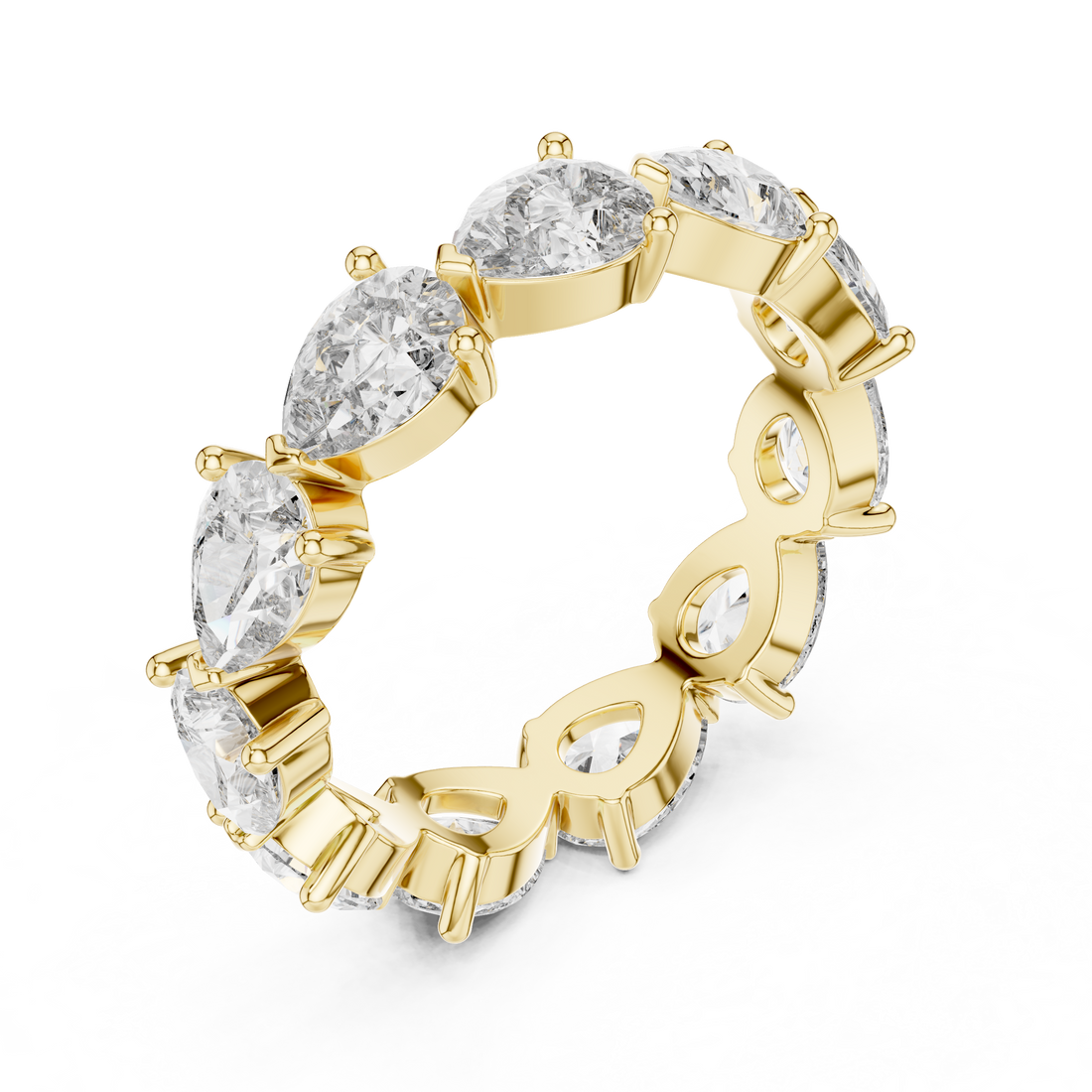 Lab Diamond Wedding Band, Pear Brilliant EF/VS Matching Band with Engagement Ring, Stacking Band Gift 14K Gold
