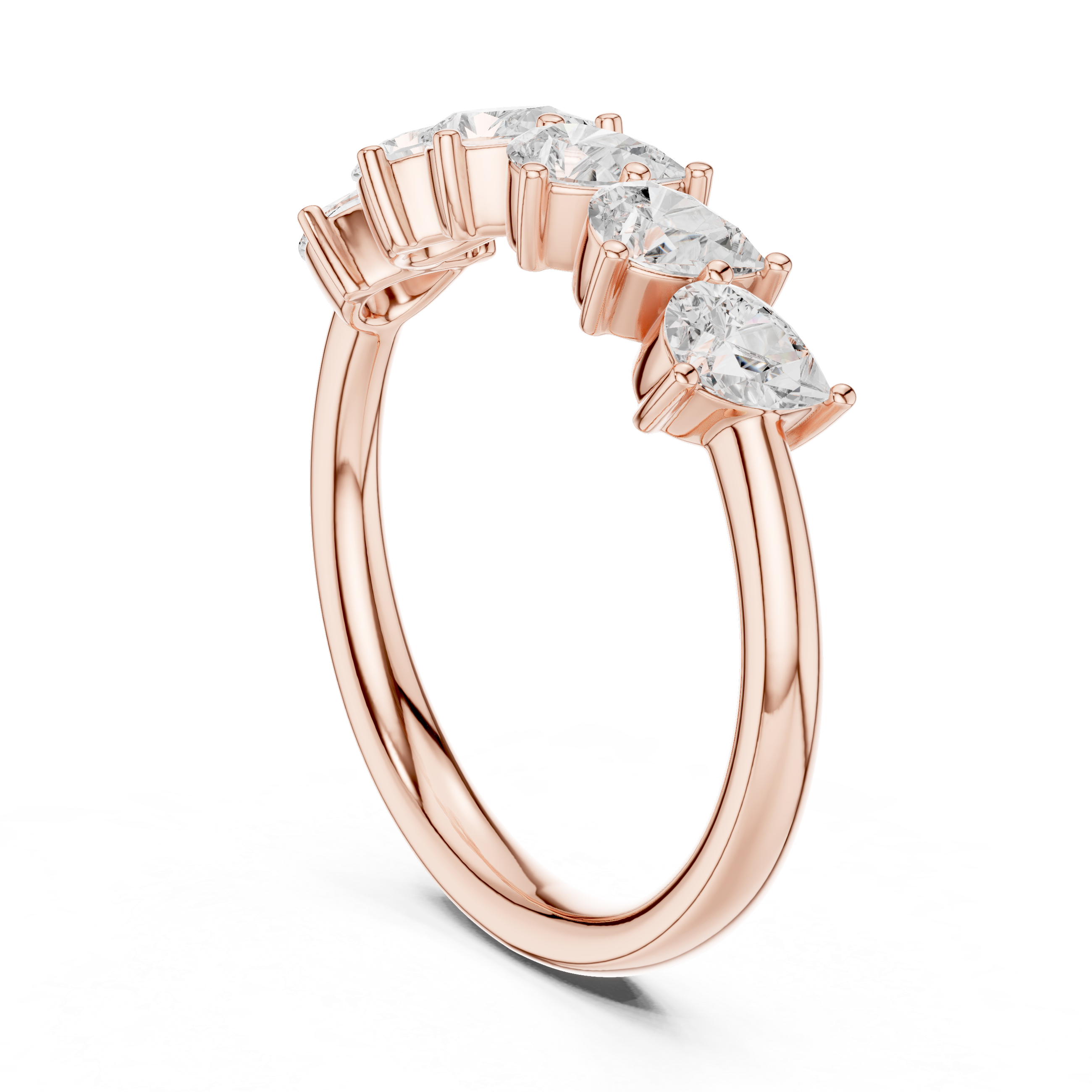 Lab Diamond Wedding Band, Pear Brilliant EF/VS Matching Band with Engagement Ring, Stacking Band Gift 14K Gold