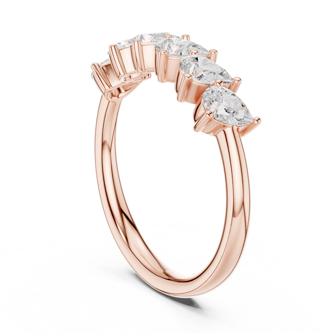 Lab Diamond Wedding Band, Pear Brilliant EF/VS Matching Band with Engagement Ring, Stacking Band Gift 14K Gold