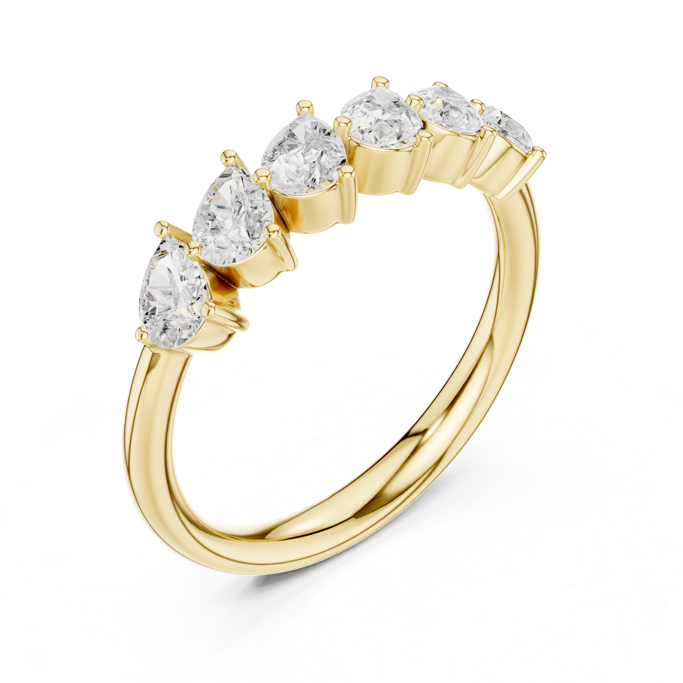 Lab Diamond Wedding Band, Pear Brilliant EF/VS Matching Band with Engagement Ring, Stacking Band Gift 14K Gold