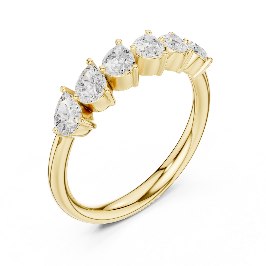 Lab Diamond Wedding Band, Pear Brilliant EF/VS Matching Band with Engagement Ring, Stacking Band Gift 14K Gold