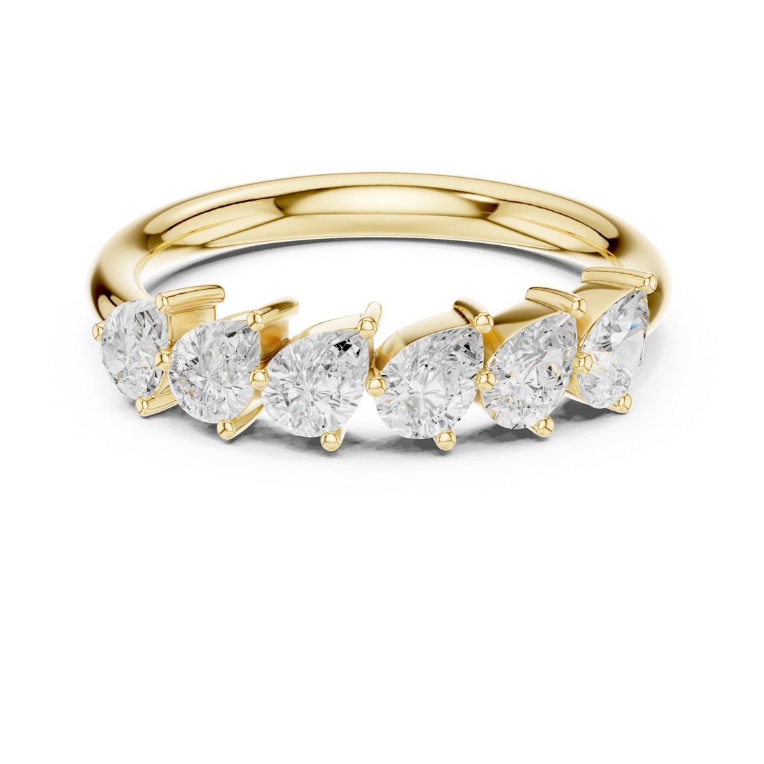 Lab Diamond Wedding Band, Pear Brilliant EF/VS Matching Band with Engagement Ring, Stacking Band Gift 14K Gold