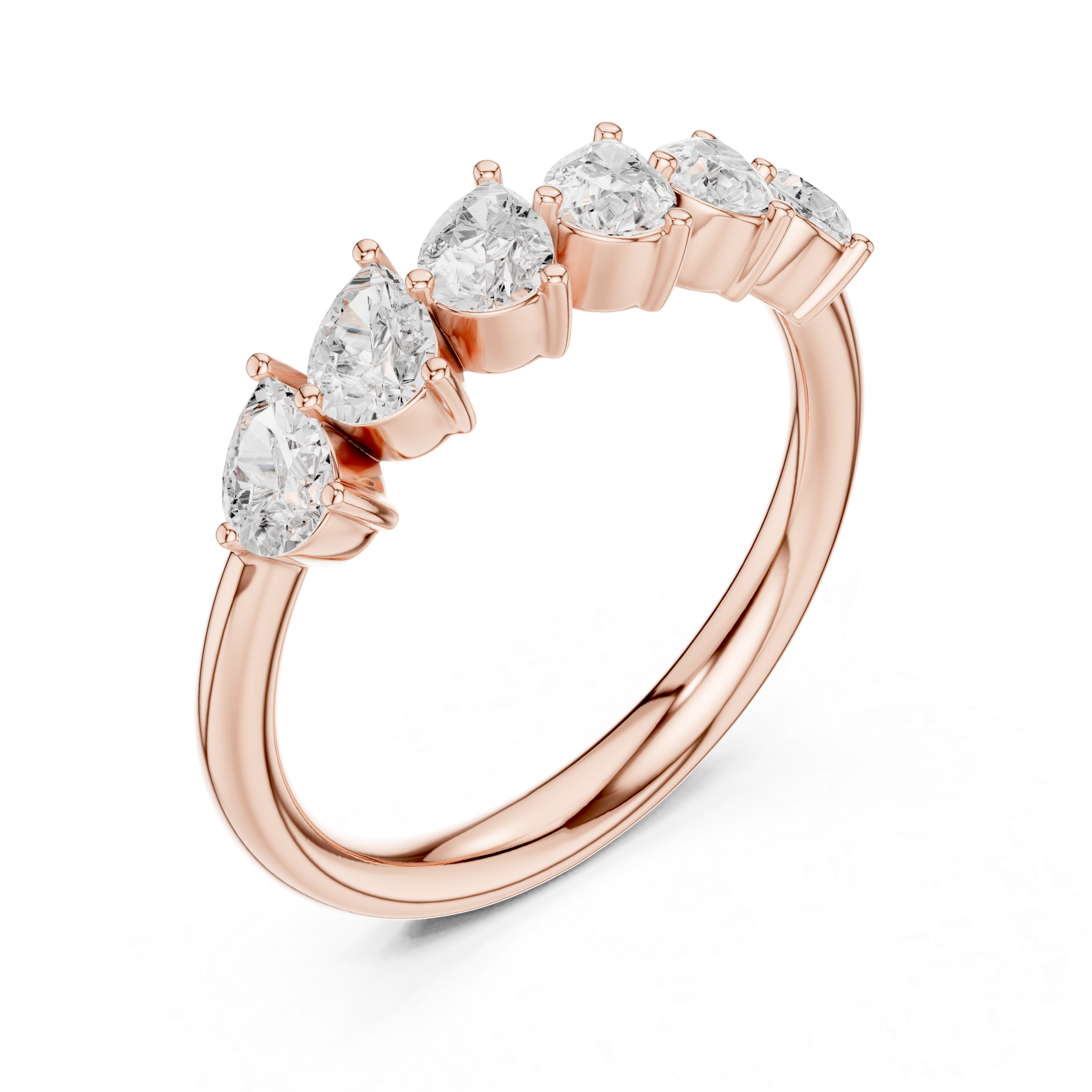 Lab Diamond Wedding Band, Pear Brilliant EF/VS Matching Band with Engagement Ring, Stacking Band Gift 14K Gold