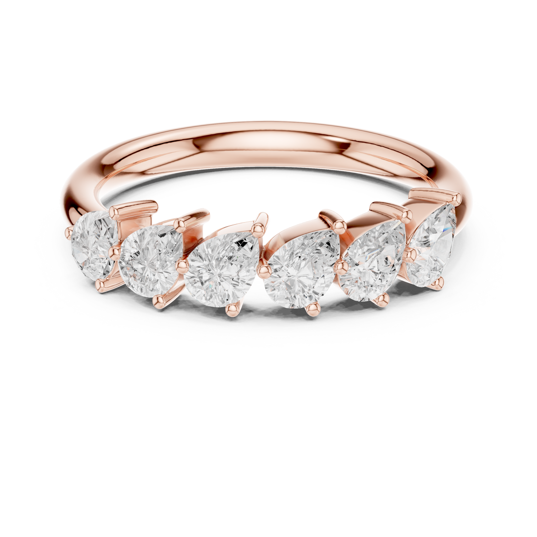 Lab Diamond Wedding Band, Pear Brilliant EF/VS Matching Band with Engagement Ring, Stacking Band Gift 14K Gold