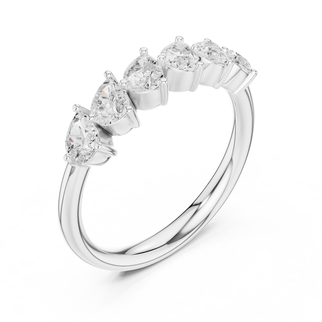 Lab Diamond Wedding Band, Pear Brilliant EF/VS Matching Band with Engagement Ring, Stacking Band Gift 14K Gold