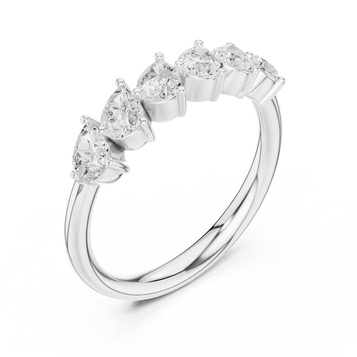Lab Diamond Wedding Band, Pear Brilliant EF/VS Matching Band with Engagement Ring, Stacking Band Gift 14K Gold
