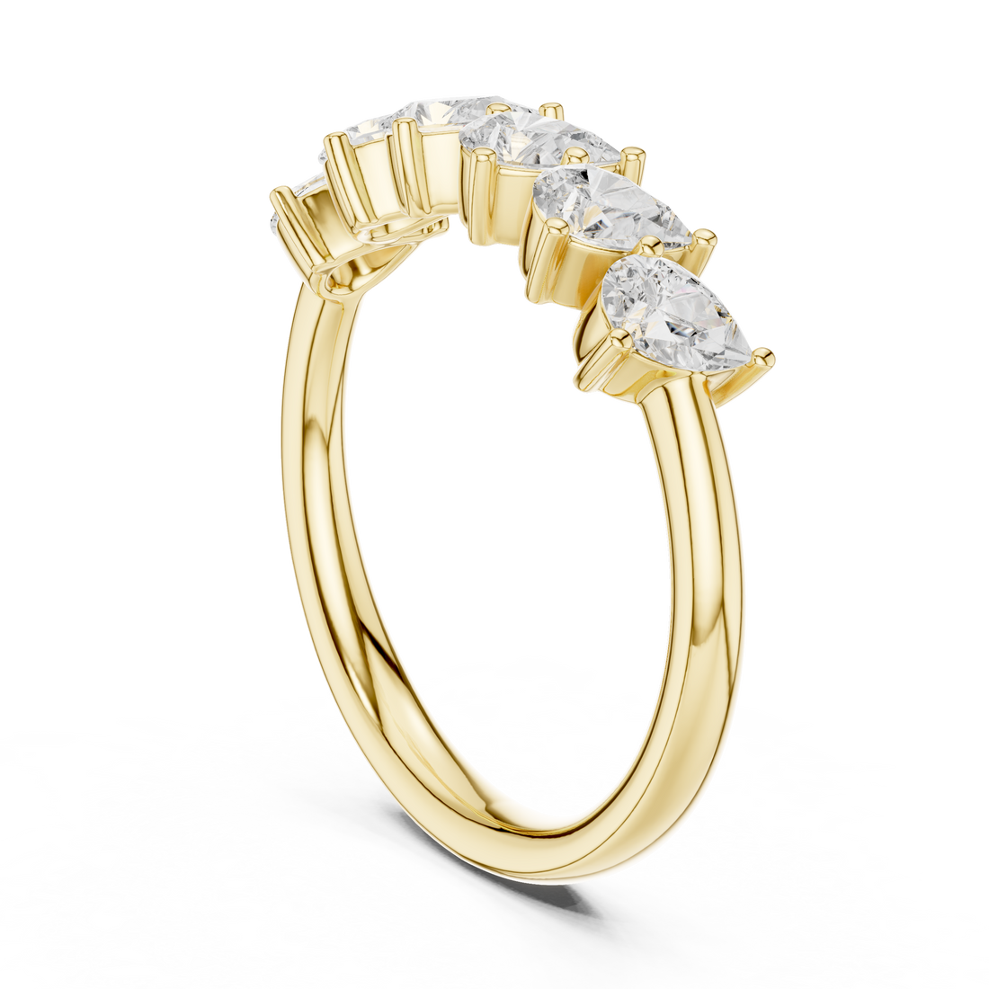 Lab Diamond Wedding Band, Pear Brilliant EF/VS Matching Band with Engagement Ring, Stacking Band Gift 14K Gold
