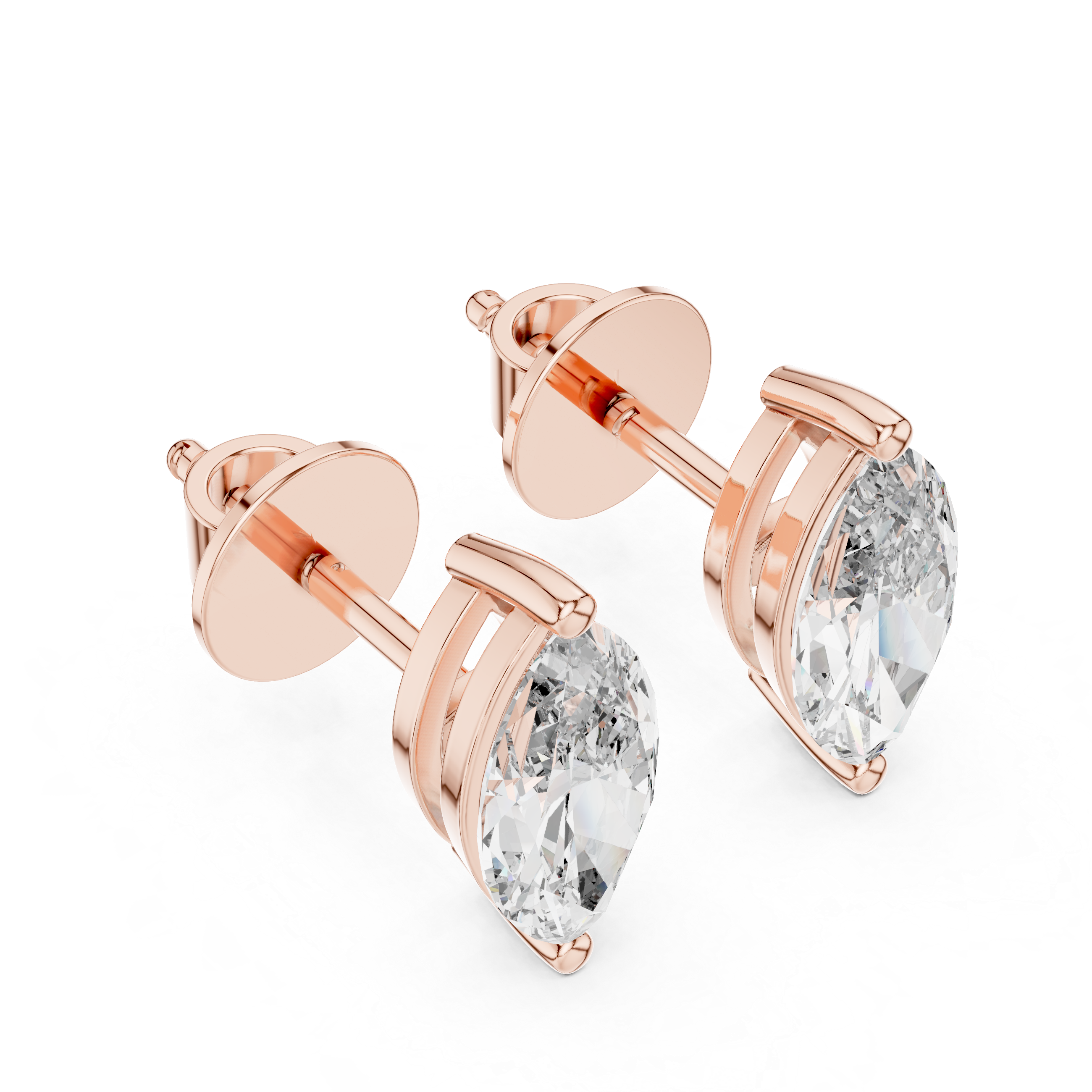 1.5CT Round Cut Lab-Grown Diamond Stud Earrings - Marquise Cut 14K Gold Wedding Earrings for Women Birthday & Anniversary Gift