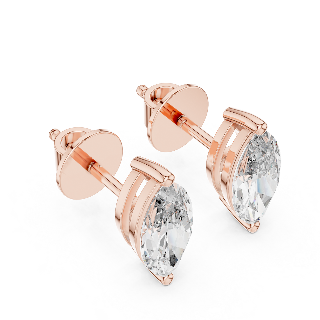 1.5CT Round Cut Lab-Grown Diamond Stud Earrings - Marquise Cut 14K Gold Wedding Earrings for Women Birthday & Anniversary Gift