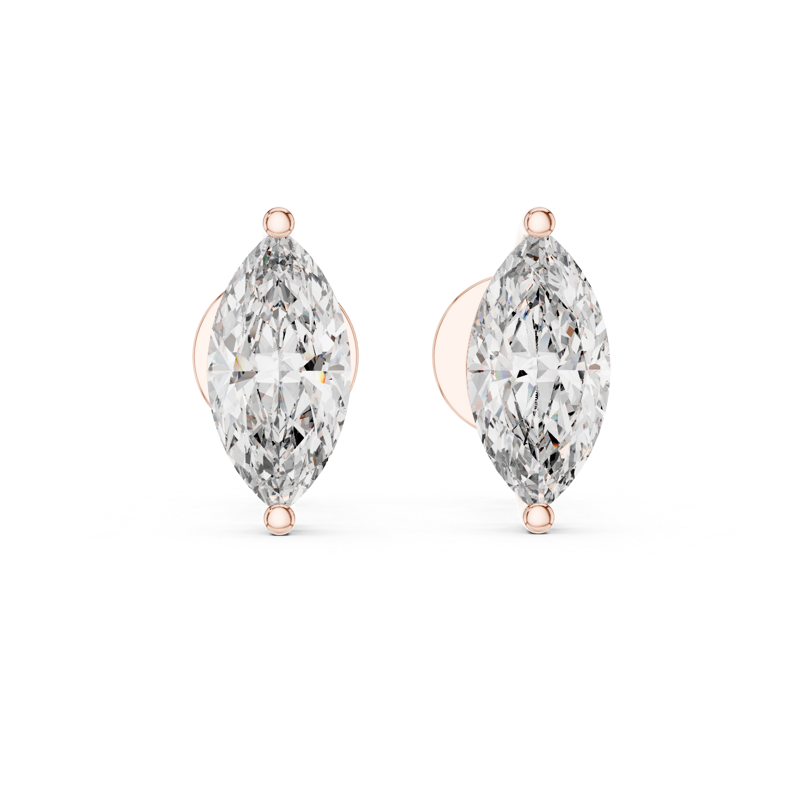 1.5CT Round Cut Lab-Grown Diamond Stud Earrings - Marquise Cut 14K Gold Wedding Earrings for Women Birthday & Anniversary Gift