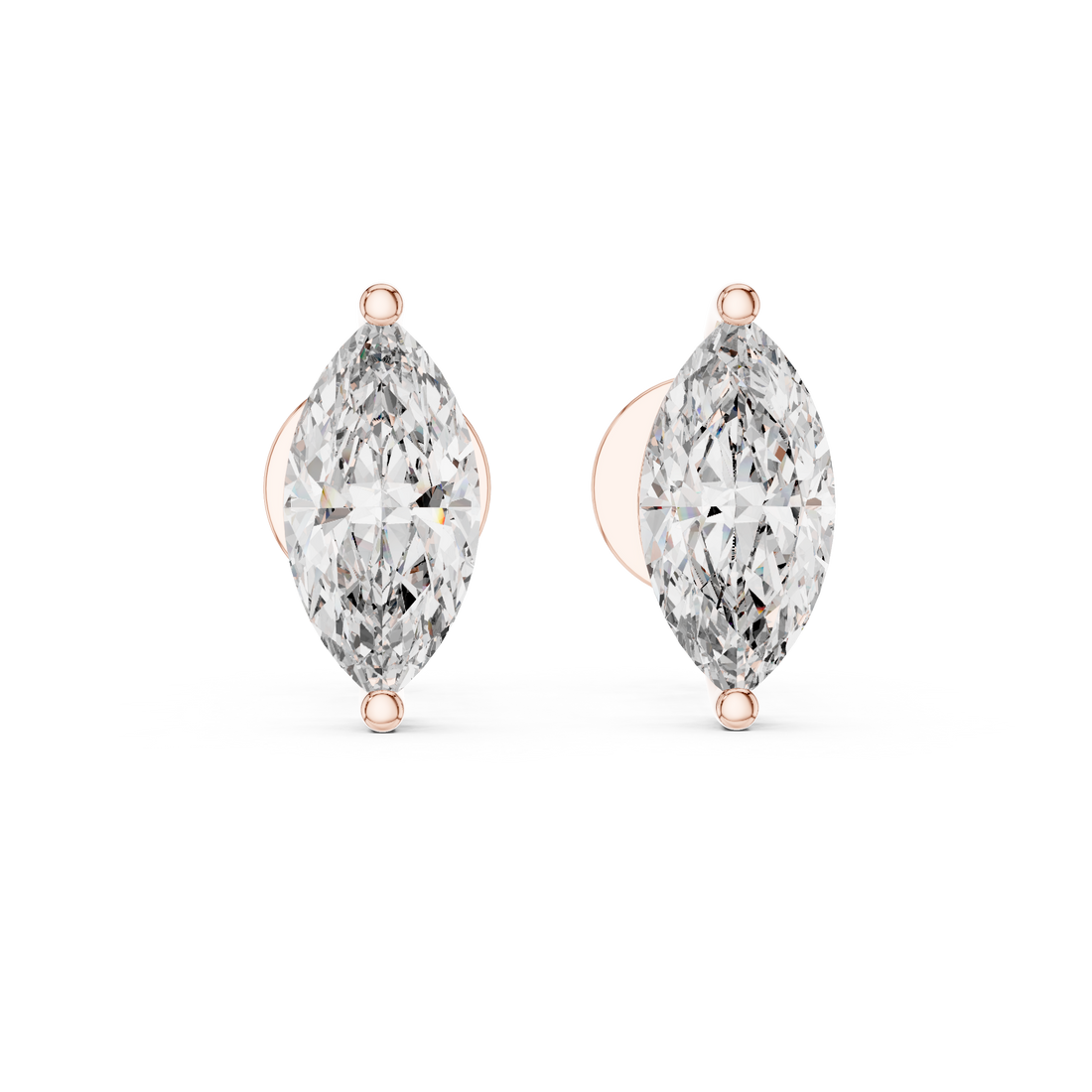 1.5CT Round Cut Lab-Grown Diamond Stud Earrings - Marquise Cut 14K Gold Wedding Earrings for Women Birthday & Anniversary Gift