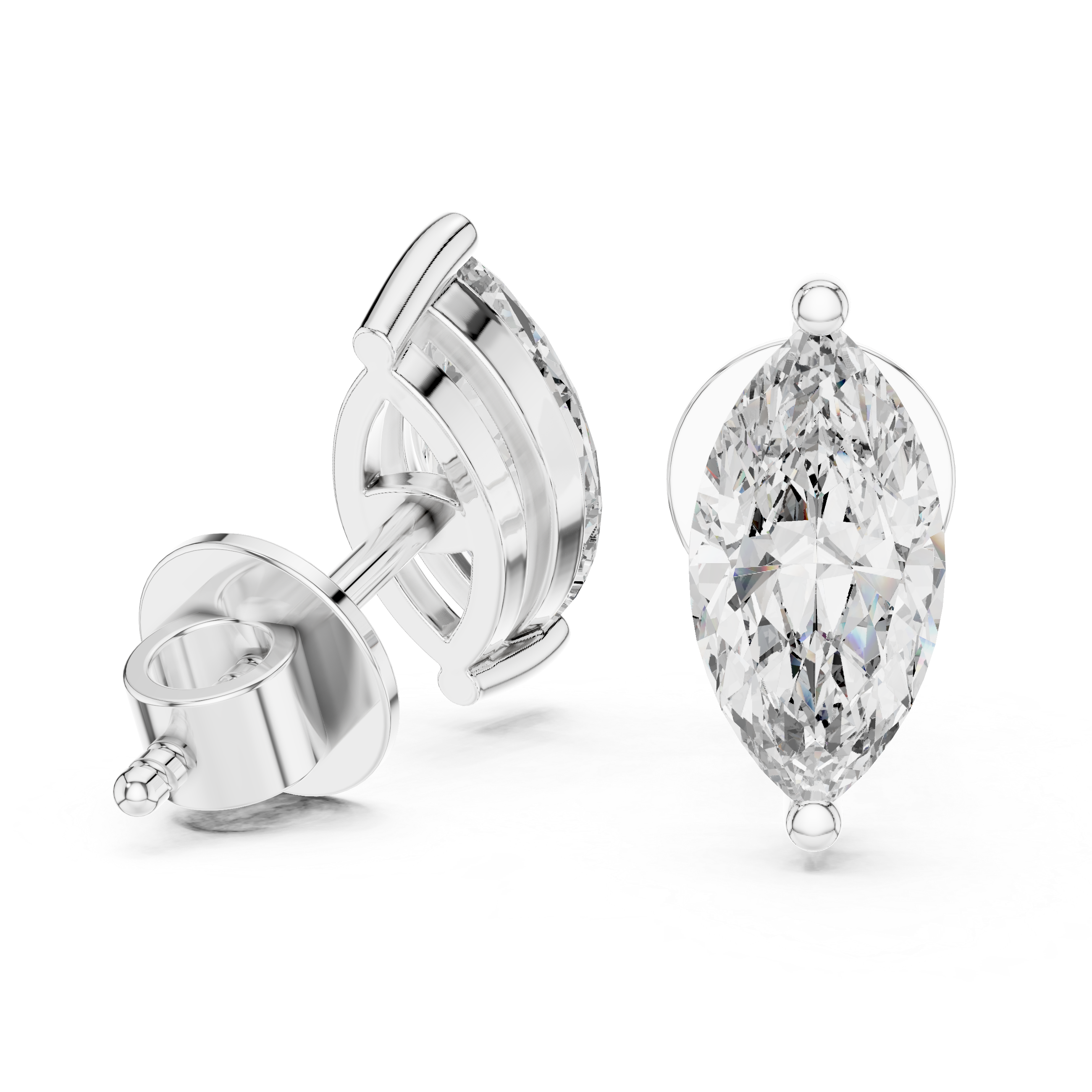 1.5CT Round Cut Lab-Grown Diamond Stud Earrings - Marquise Cut 14K Gold Wedding Earrings for Women Birthday & Anniversary Gift