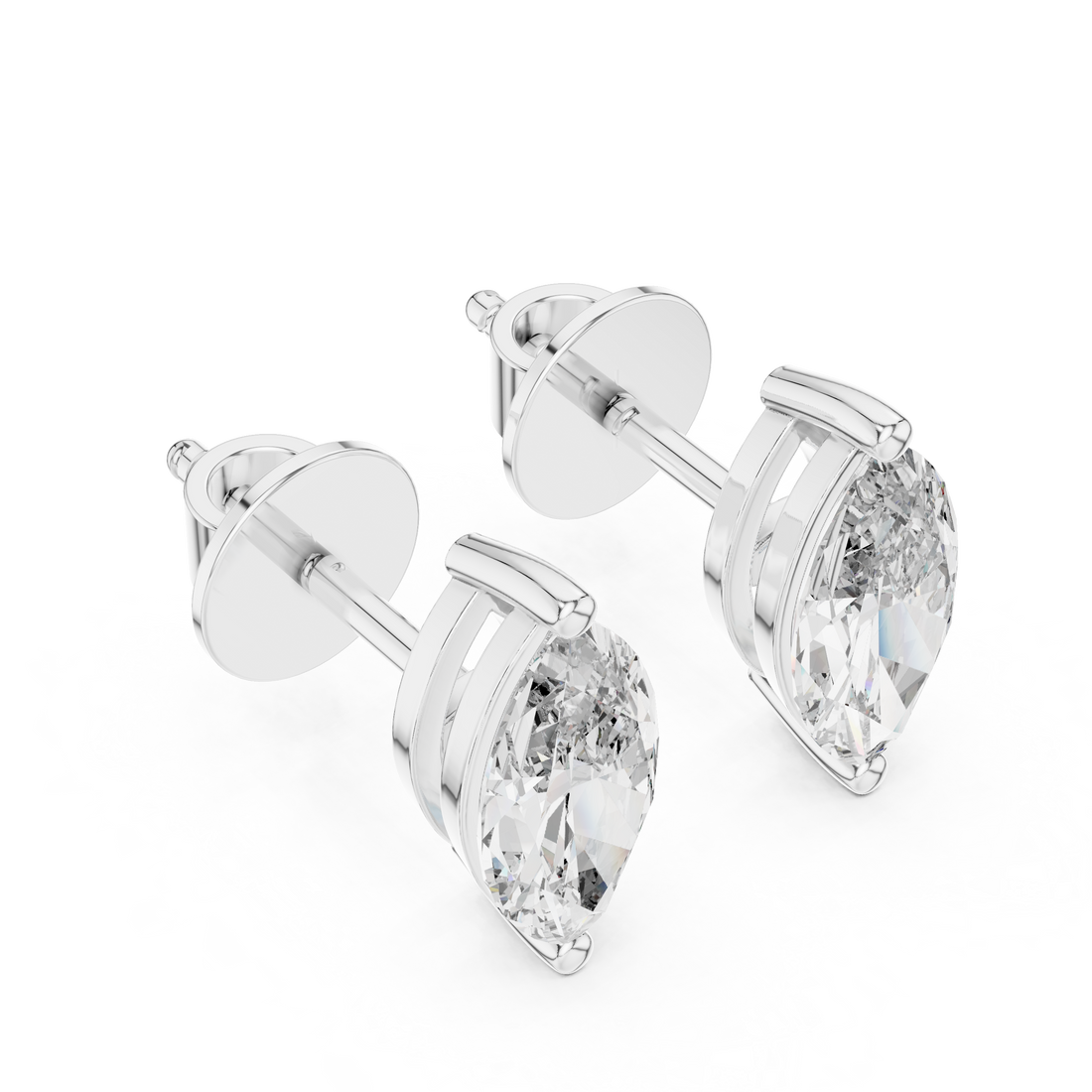 1.5CT Round Cut Lab-Grown Diamond Stud Earrings - Marquise Cut 14K Gold Wedding Earrings for Women Birthday & Anniversary Gift