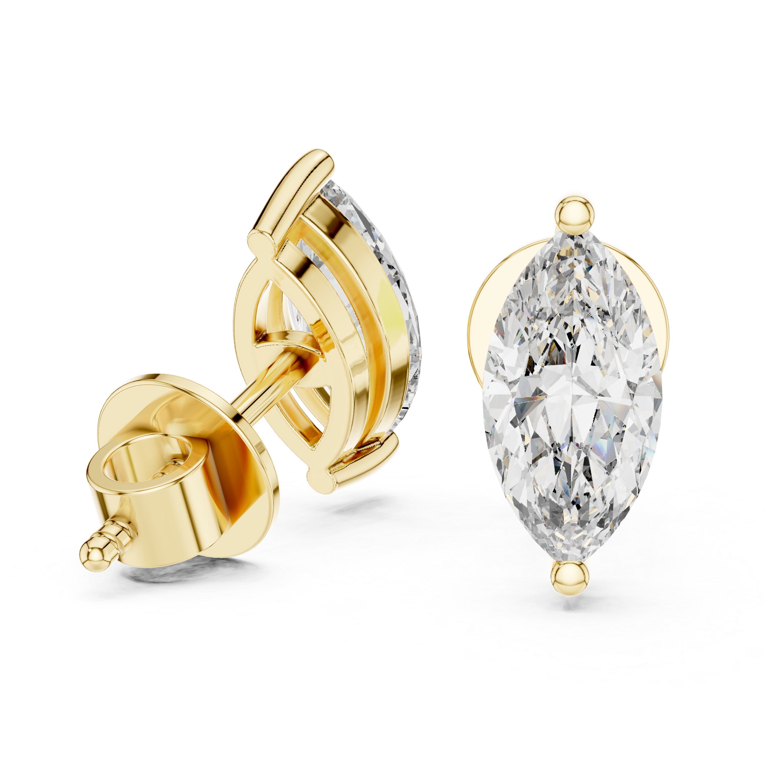 1.5CT Round Cut Lab-Grown Diamond Stud Earrings - Marquise Cut 14K Gold Wedding Earrings for Women Birthday & Anniversary Gift