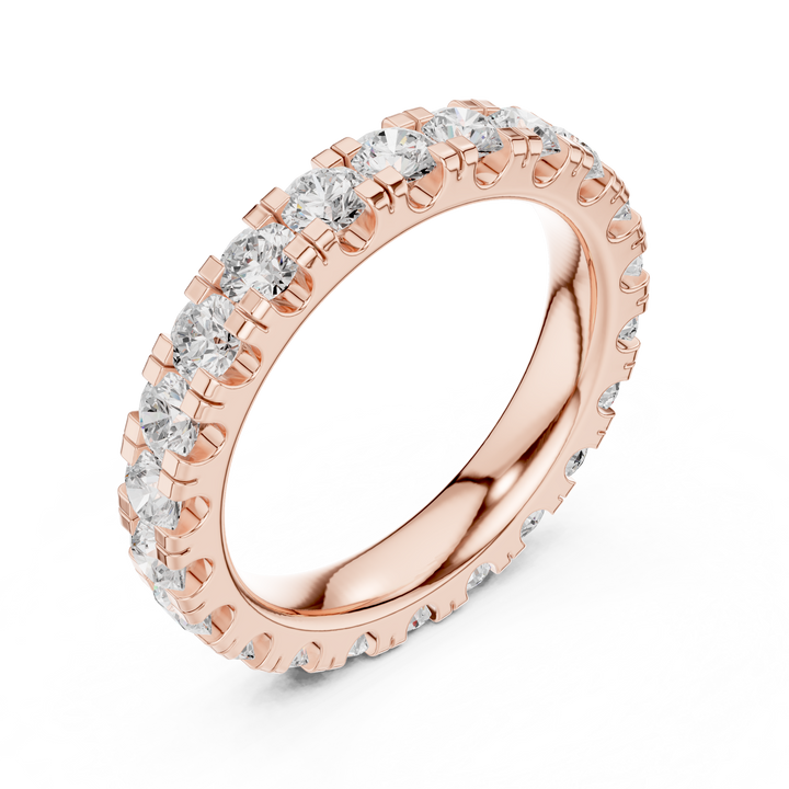 Round Cut Lab-Grown Diamond Half Eternity Band – Women's Wedding Ring 14K Gold