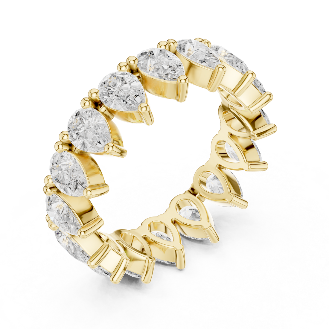 Pear Cut Lab-Grown Diamond Half Eternity Band – Women's Wedding Ring 14K Gold