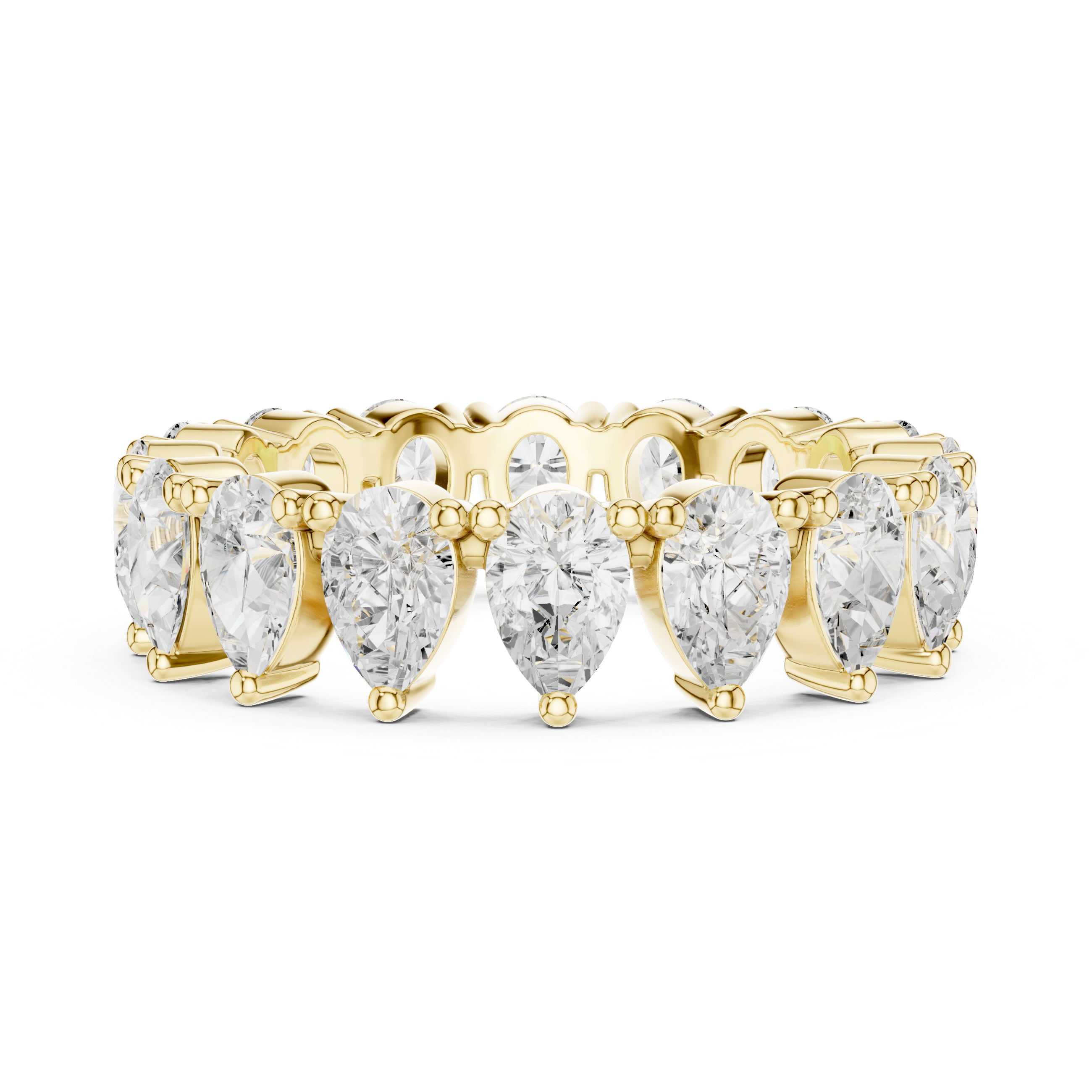 Pear Cut Lab-Grown Diamond Half Eternity Band – Women's Wedding Ring 14K Gold