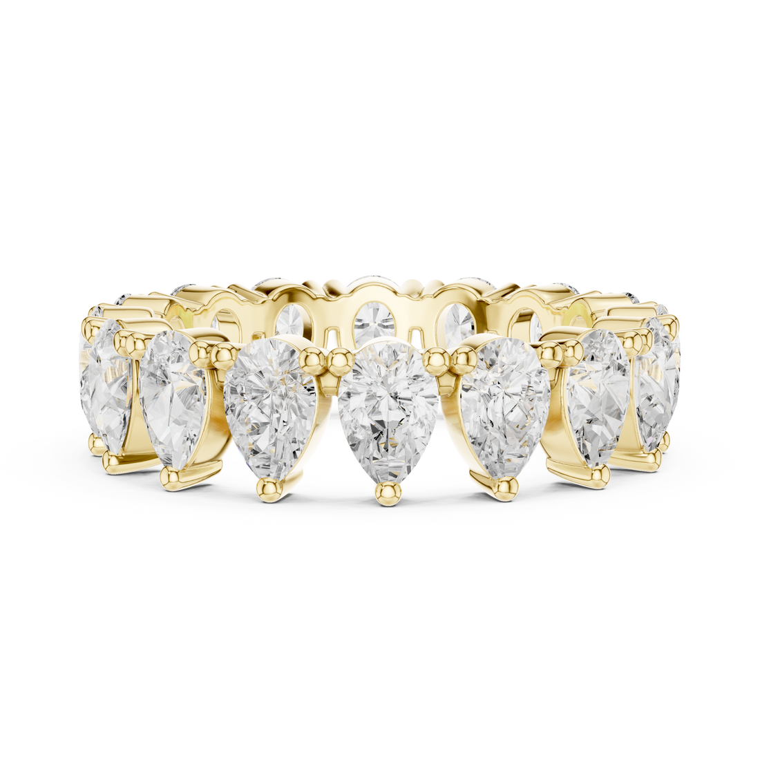 Pear Cut Lab-Grown Diamond Half Eternity Band – Women's Wedding Ring 14K Gold