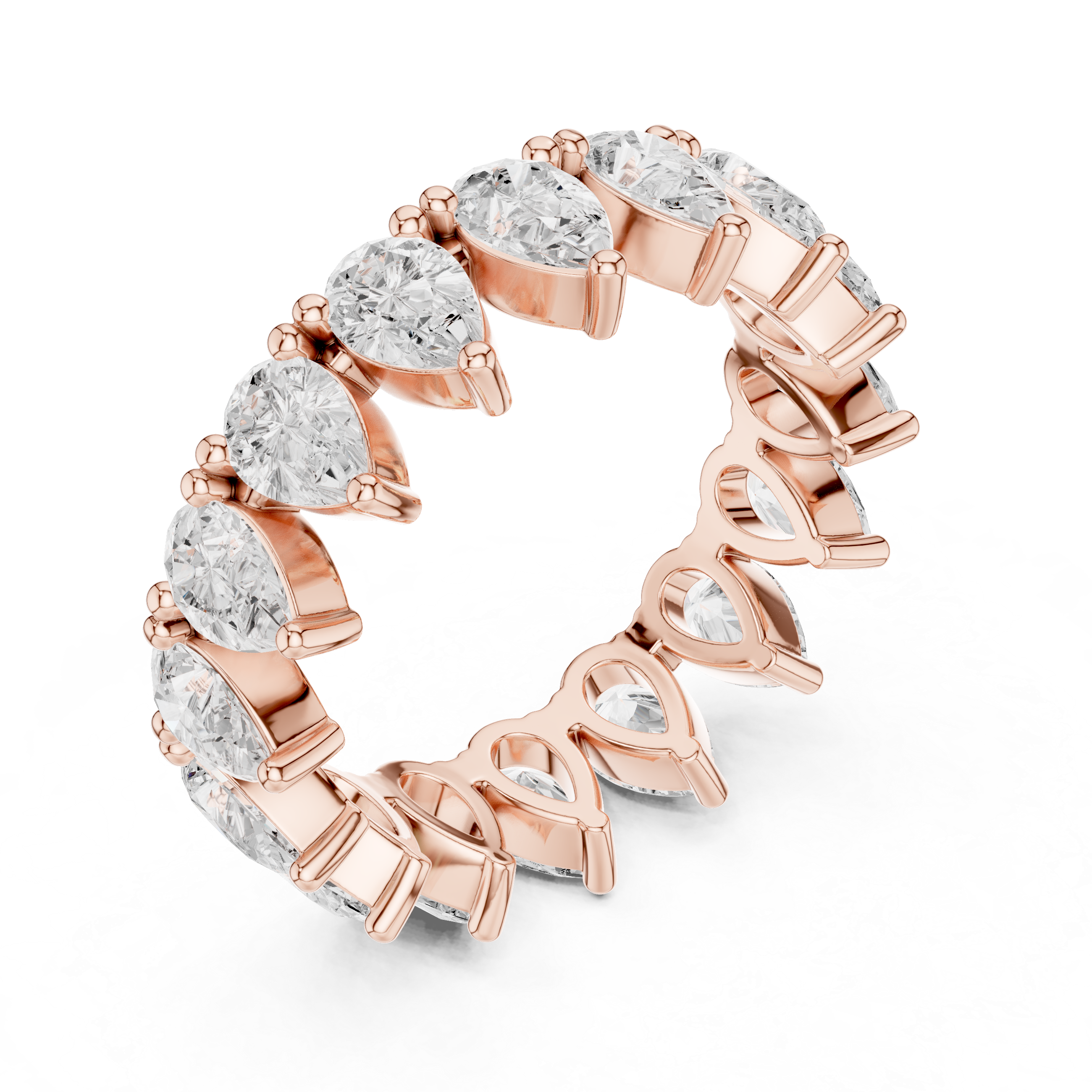Pear Cut Lab-Grown Diamond Half Eternity Band – Women's Wedding Ring 14K Gold