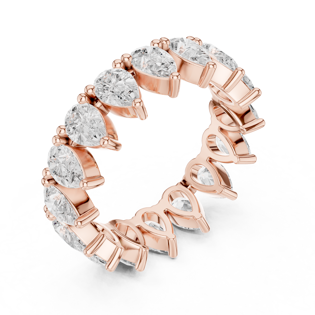 Pear Cut Lab-Grown Diamond Half Eternity Band – Women's Wedding Ring 14K Gold