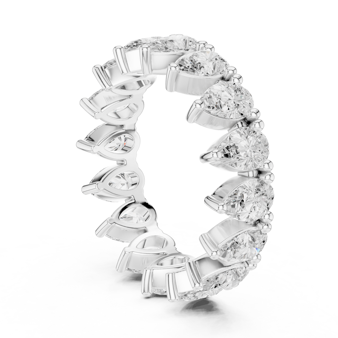 Pear Cut Lab-Grown Diamond Half Eternity Band – Women's Wedding Ring 14K Gold
