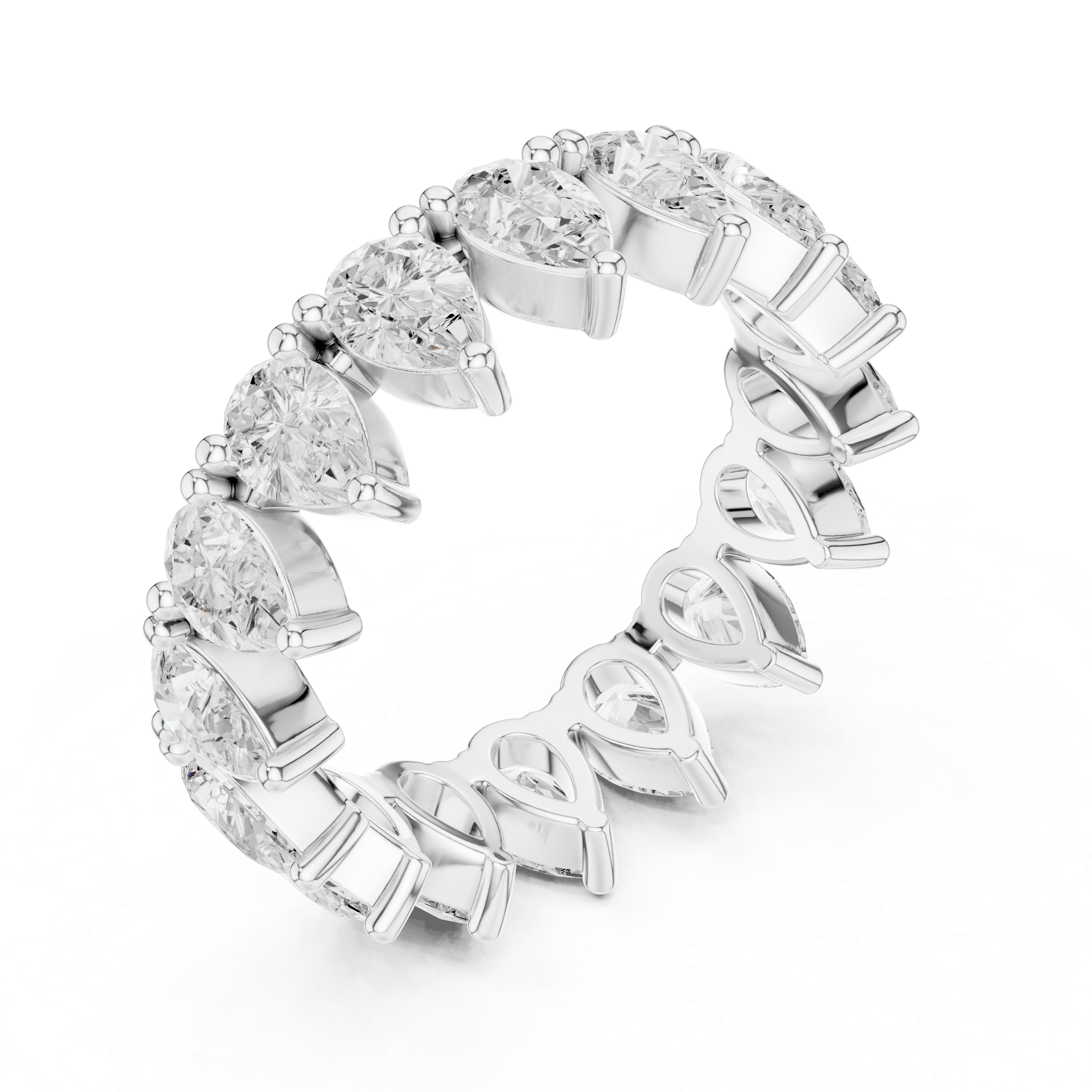 Pear Cut Lab-Grown Diamond Half Eternity Band – Women's Wedding Ring 14K Gold