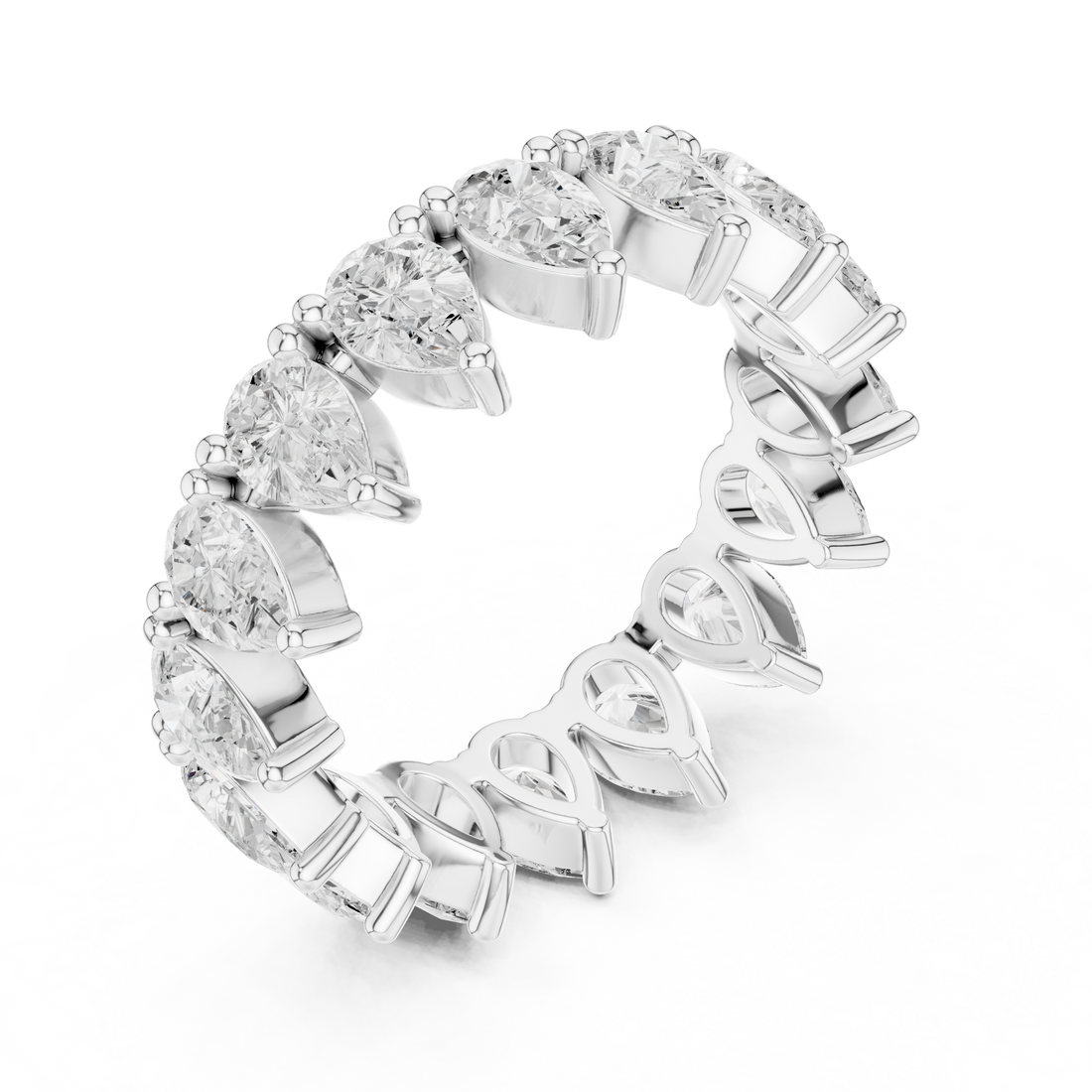 Pear Cut Lab-Grown Diamond Half Eternity Band – Women's Wedding Ring 14K Gold