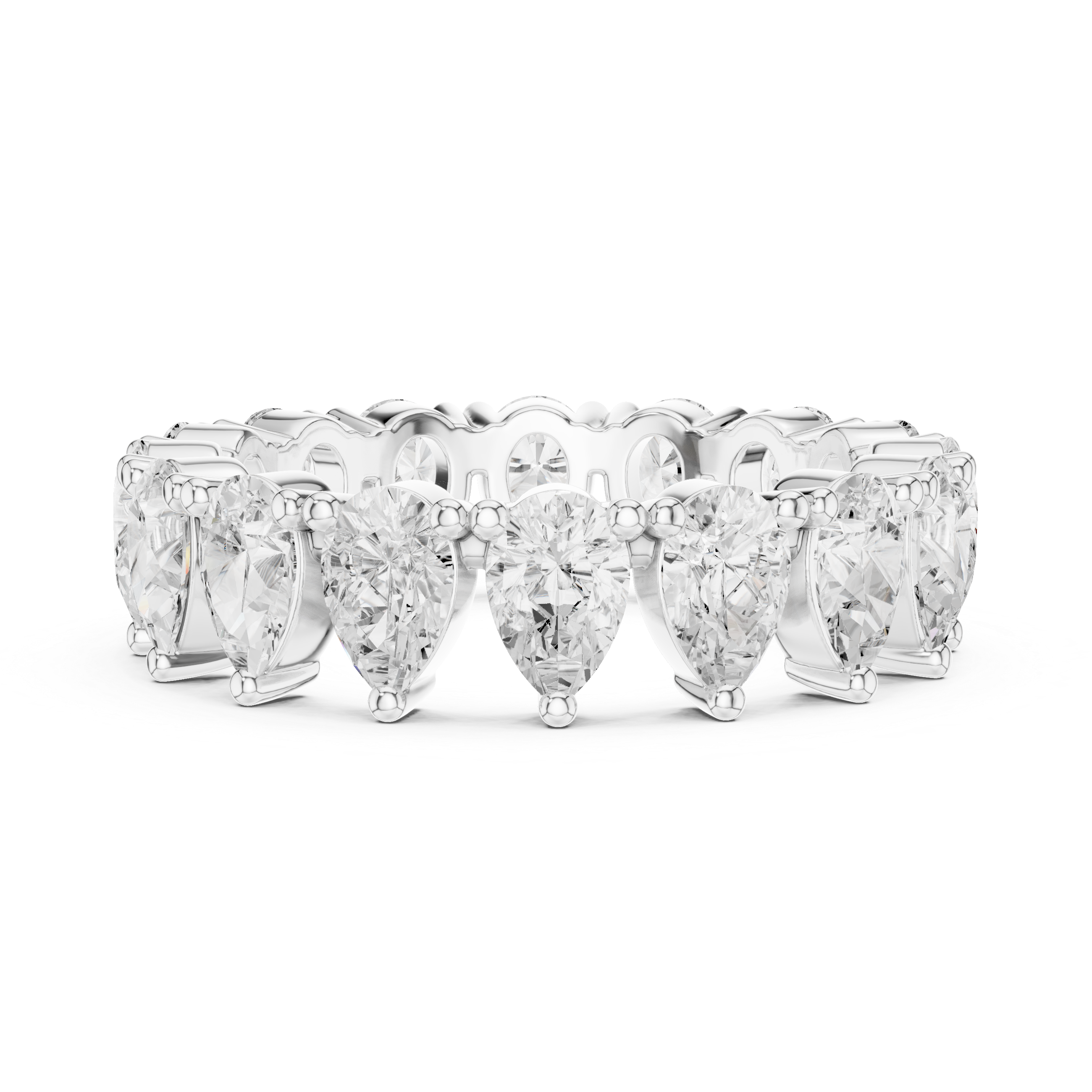 Pear Cut Lab-Grown Diamond Half Eternity Band – Women's Wedding Ring 14K Gold