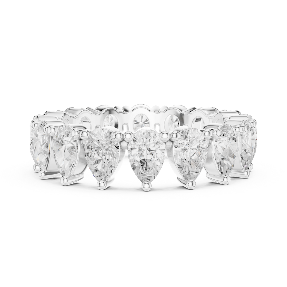 Pear Cut Lab-Grown Diamond Half Eternity Band – Women's Wedding Ring 14K Gold