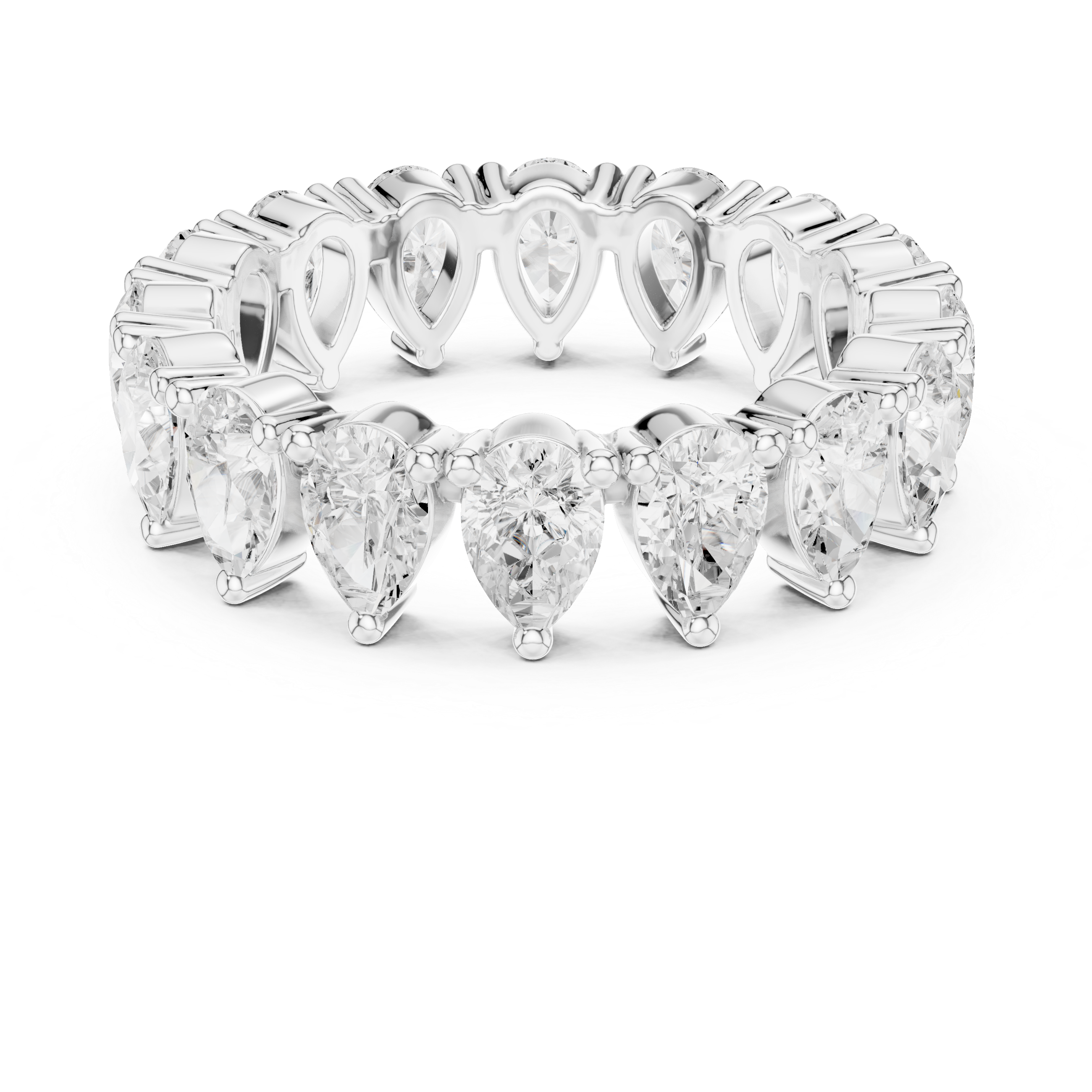 Pear Cut Lab-Grown Diamond Half Eternity Band – Women's Wedding Ring 14K Gold
