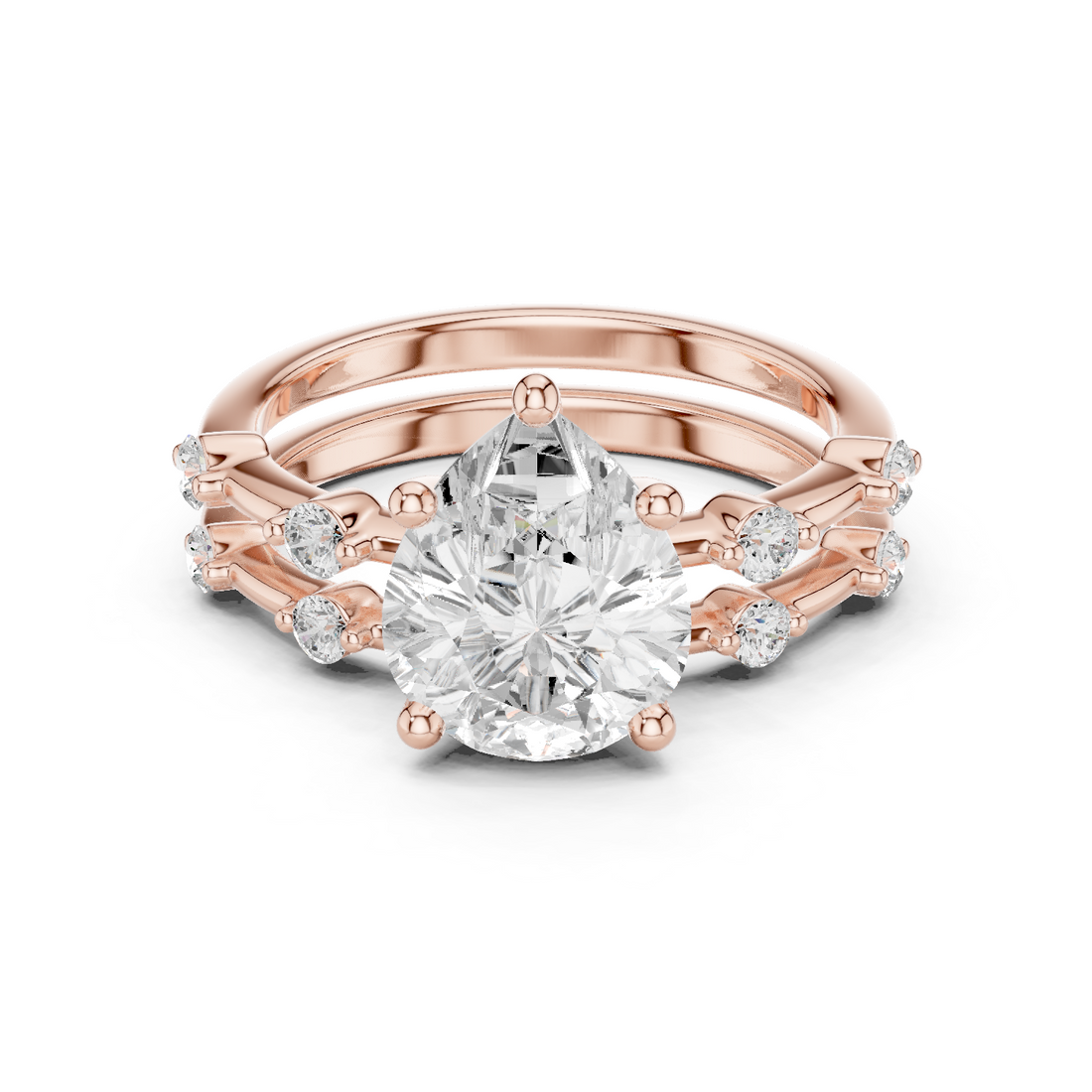2.86 Carat Bridal Set Ring – EF VS/SI Lab-Created Diamond in 14K Yellow Gold | Women's Engagement or Wedding