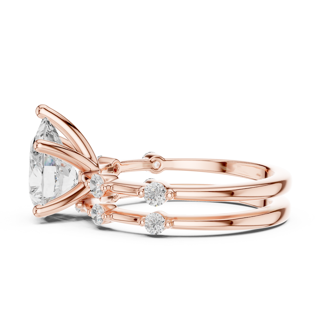 2.86 Carat Bridal Set Ring – EF VS/SI Lab-Created Diamond in 14K Yellow Gold | Women's Engagement or Wedding