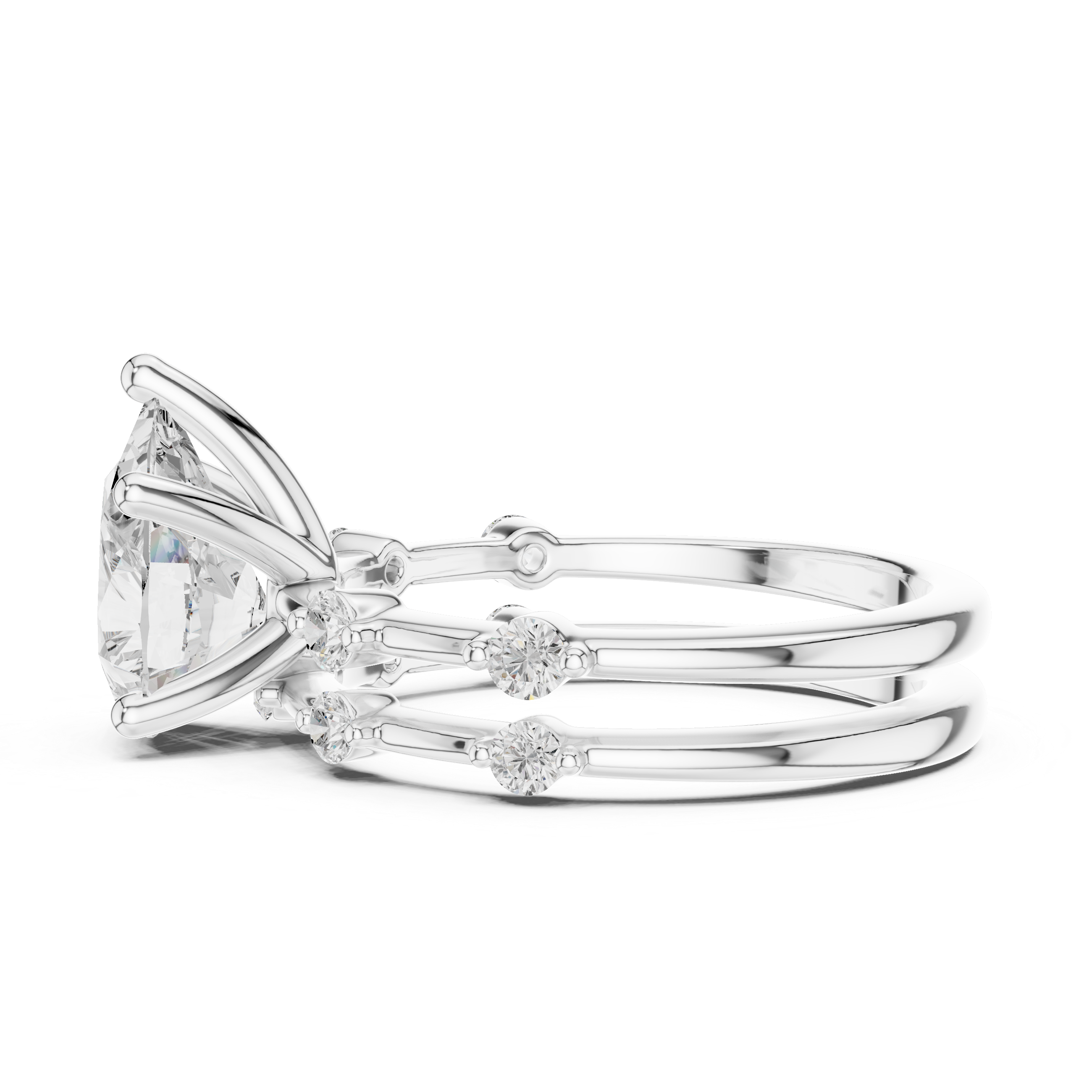 2.86 Carat Bridal Set Ring – EF VS/SI Lab-Created Diamond in 14K Yellow Gold | Women's Engagement or Wedding