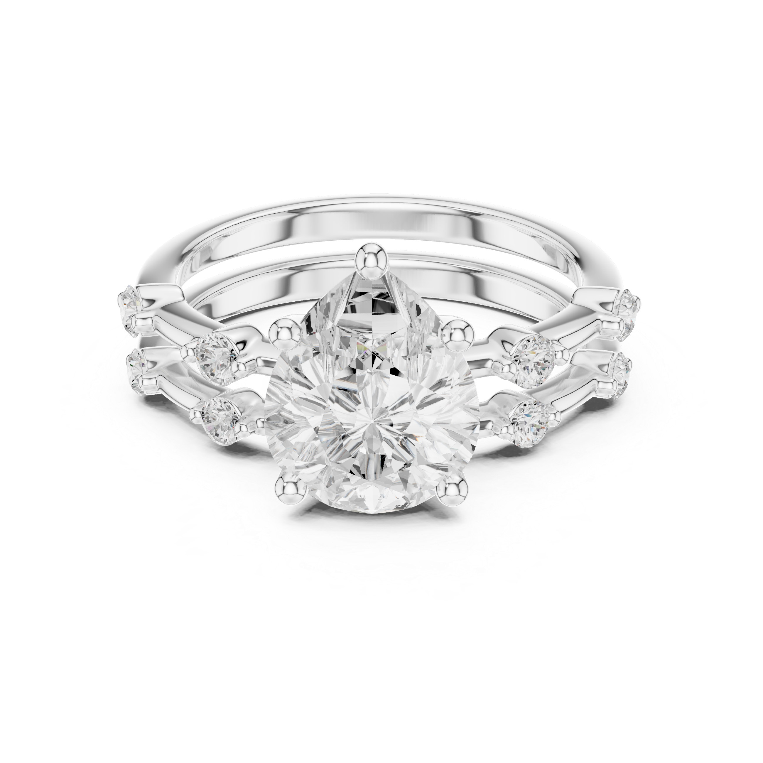 2.86 Carat Bridal Set Ring – EF VS/SI Lab-Created Diamond in 14K Yellow Gold | Women's Engagement or Wedding