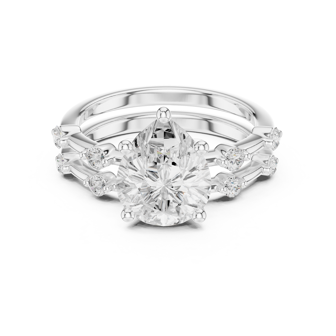 2.86 Carat Bridal Set Ring – EF VS/SI Lab-Created Diamond in 14K Yellow Gold | Women's Engagement or Wedding