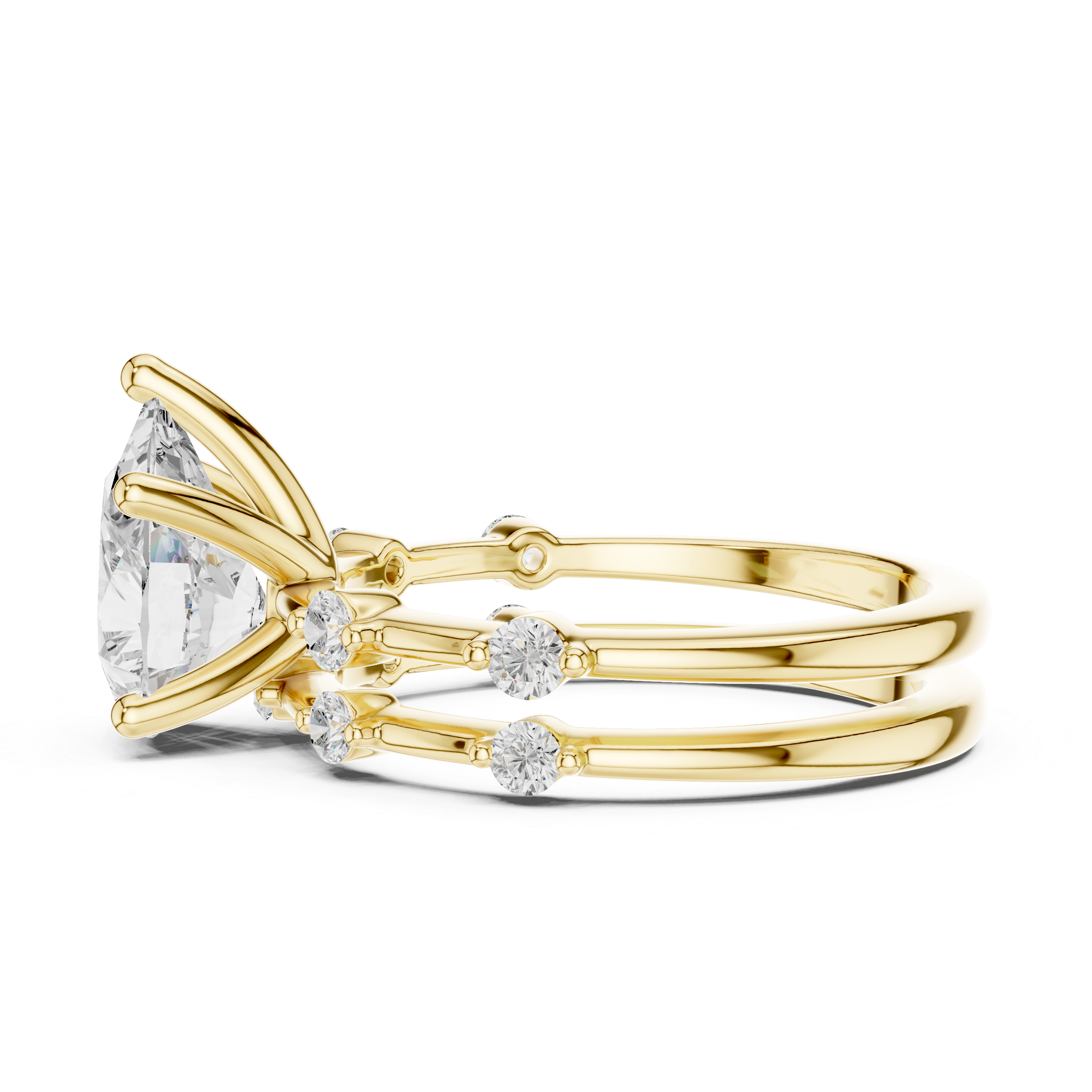 2.86 Carat Bridal Set Ring – EF VS/SI Lab-Created Diamond in 14K Yellow Gold | Women's Engagement or Wedding