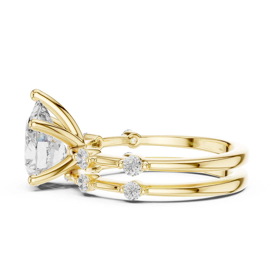 2.86 Carat Bridal Set Ring – EF VS/SI Lab-Created Diamond in 14K Yellow Gold | Women's Engagement or Wedding