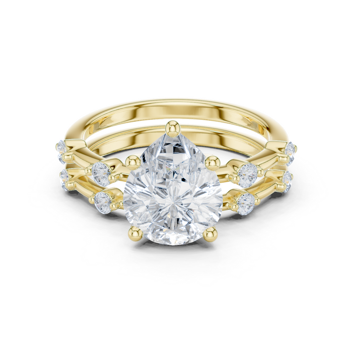 2.86 Carat Bridal Set Ring – EF VS/SI Lab-Created Diamond in 14K Yellow Gold | Women's Engagement or Wedding
