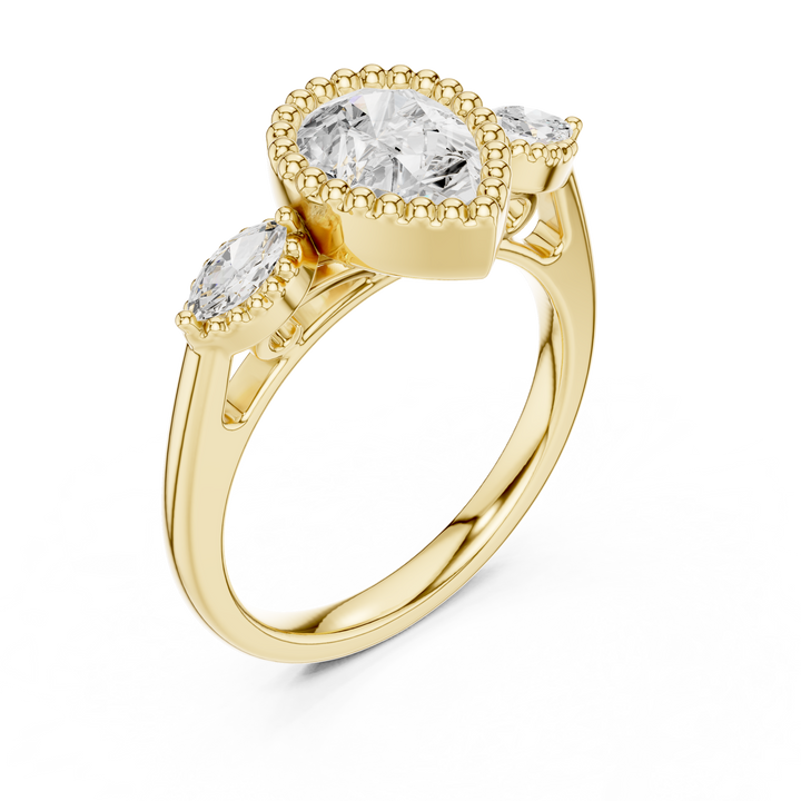 Lab Diamond Wedding Band, Pear Brilliant EF/VS Matching Band with Engagement Ring, Stacking Band Gift 14K Gold