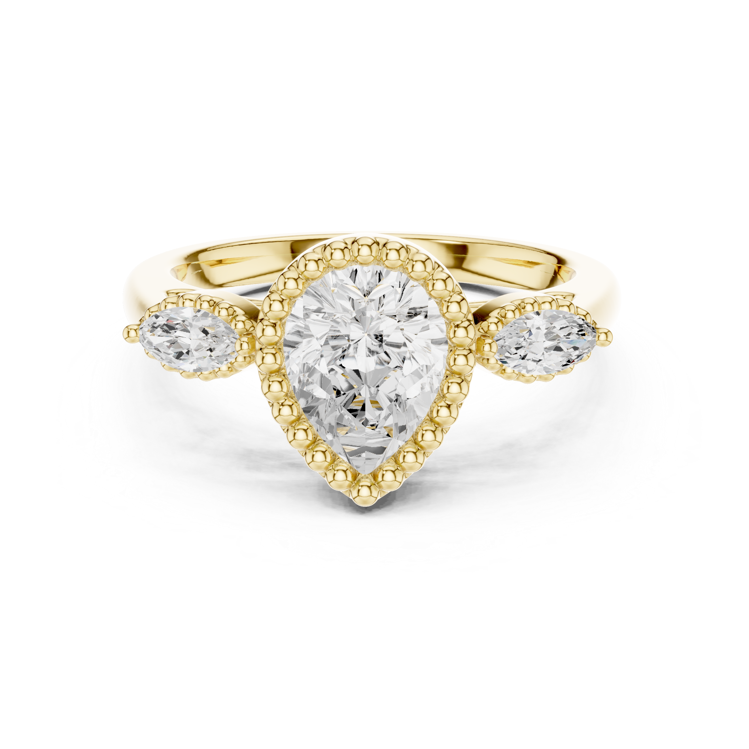 Lab Diamond Wedding Band, Pear Brilliant EF/VS Matching Band with Engagement Ring, Stacking Band Gift 14K Gold