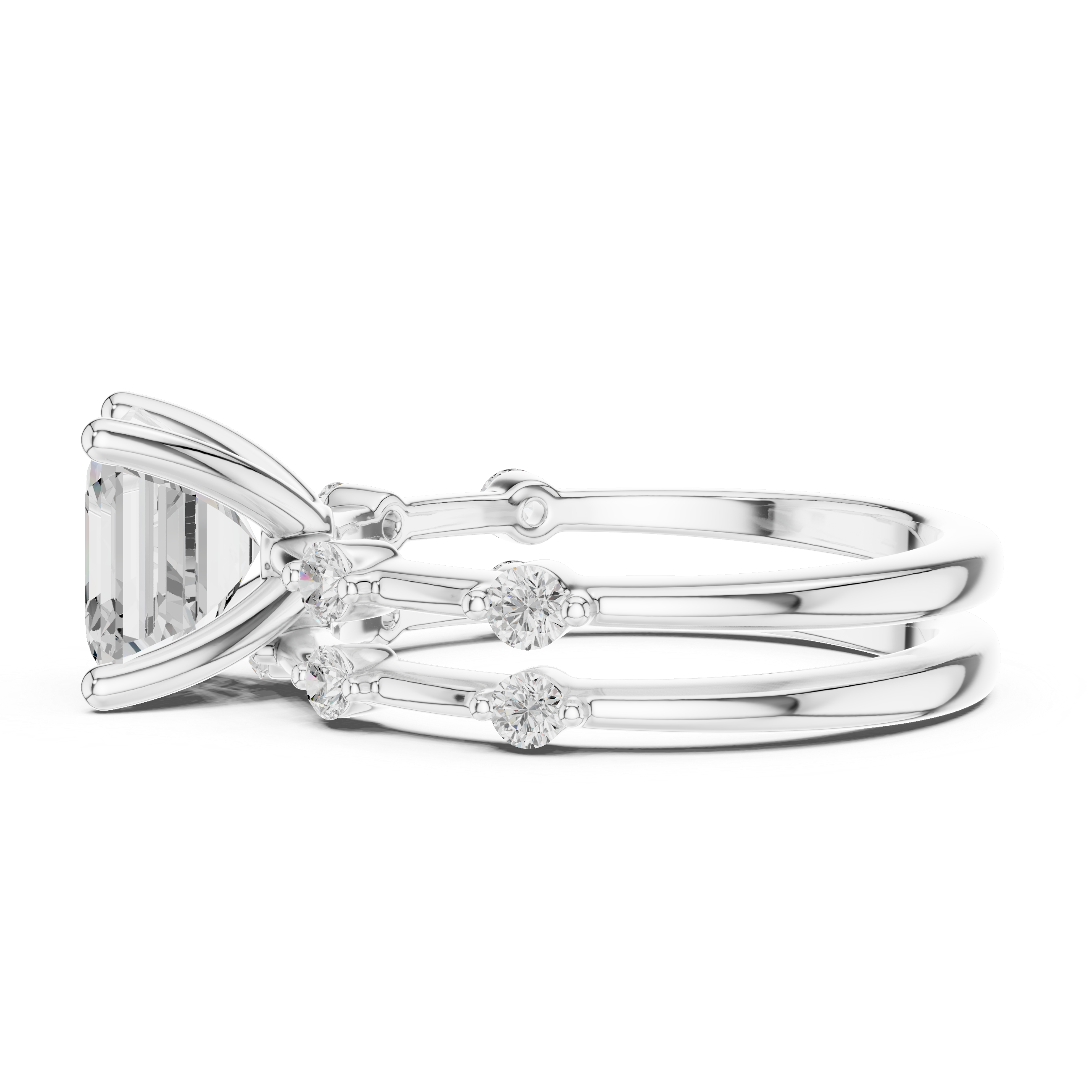 2.86 Carat Bridal Set Ring – EF VS/SI Lab-Created Diamond in 14K White Gold | Women's Engagement or Wedding