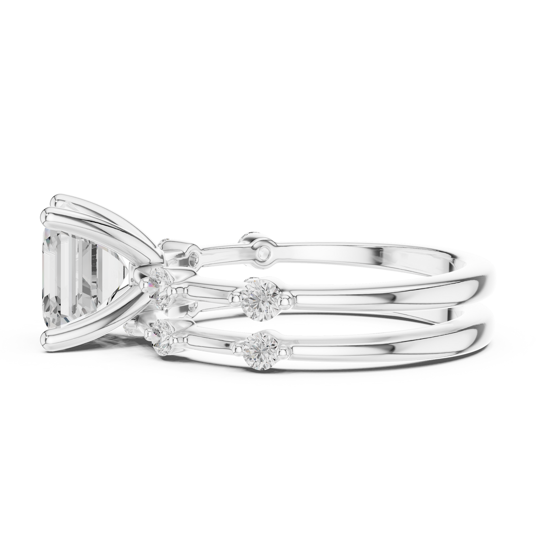 2.86 Carat Bridal Set Ring – EF VS/SI Lab-Created Diamond in 14K White Gold | Women's Engagement or Wedding