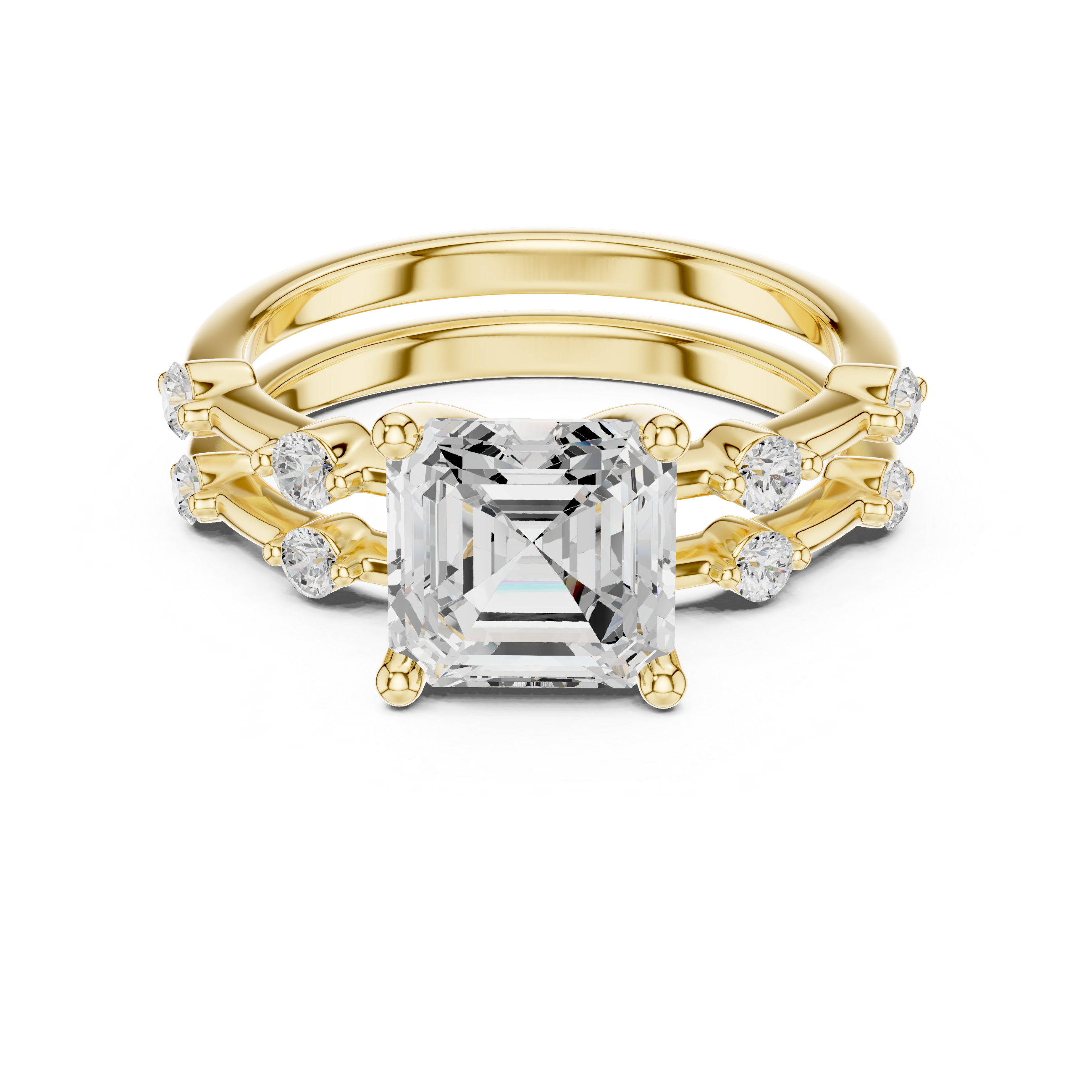 2.86 Carat Bridal Set Ring – EF VS/SI Lab-Created Diamond in 14K White Gold | Women's Engagement or Wedding