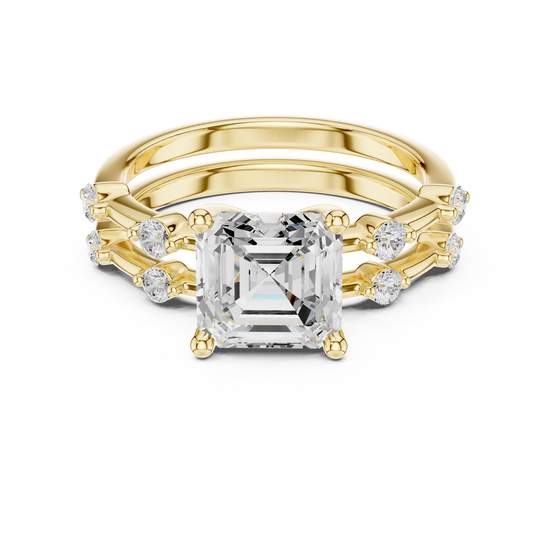 2.86 Carat Bridal Set Ring – EF VS/SI Lab-Created Diamond in 14K White Gold | Women's Engagement or Wedding