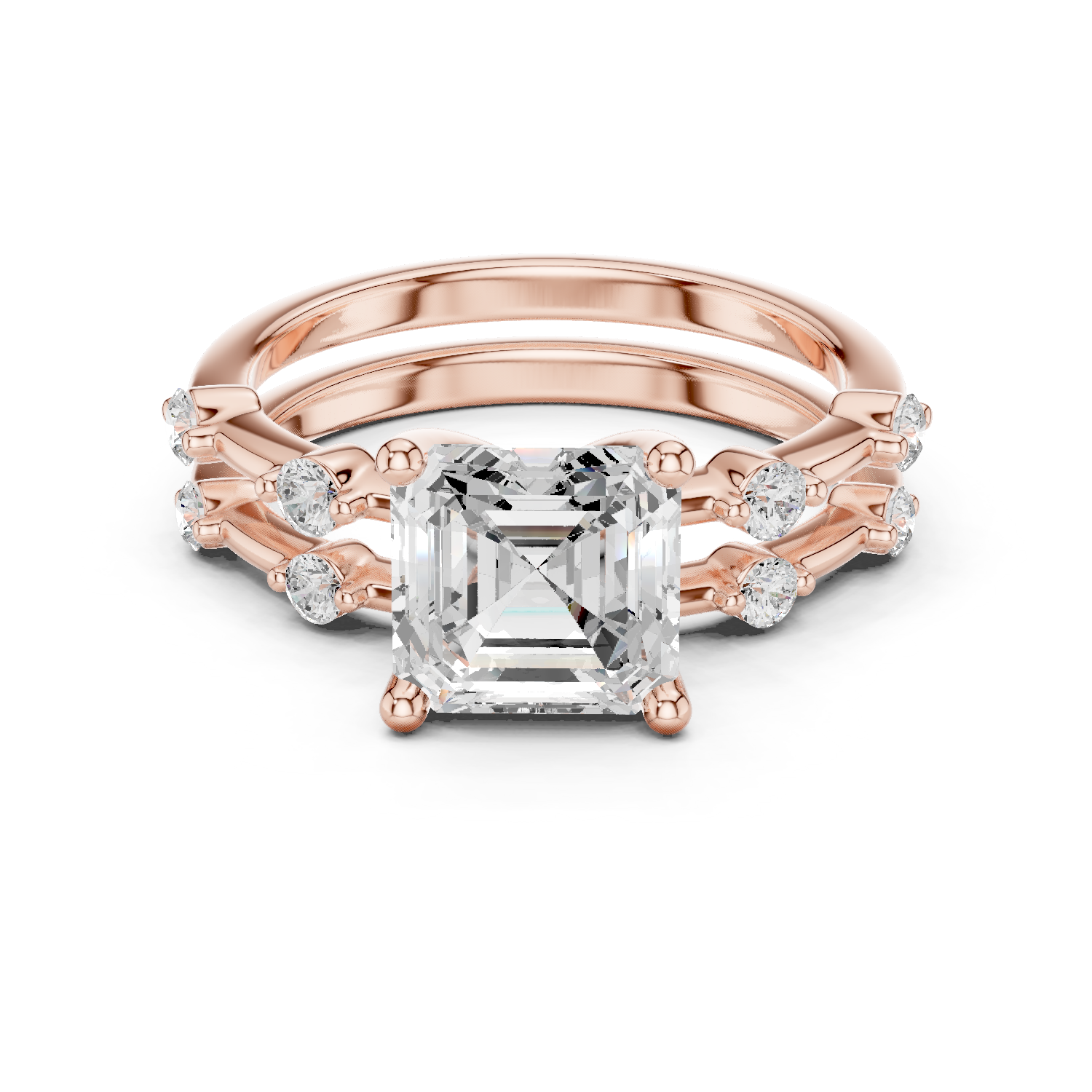 2.86 Carat Bridal Set Ring – EF VS/SI Lab-Created Diamond in 14K White Gold | Women's Engagement or Wedding