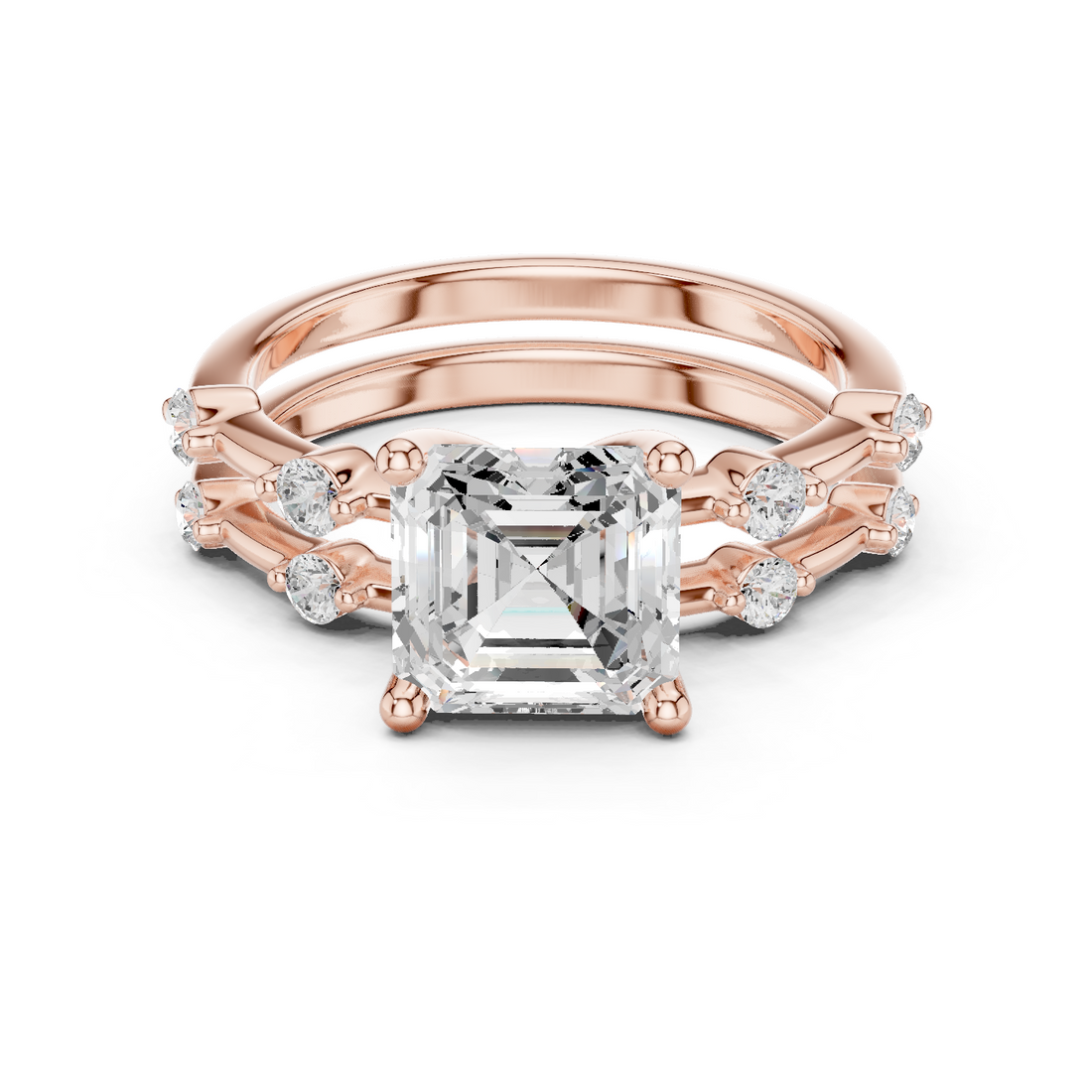 2.86 Carat Bridal Set Ring – EF VS/SI Lab-Created Diamond in 14K White Gold | Women's Engagement or Wedding